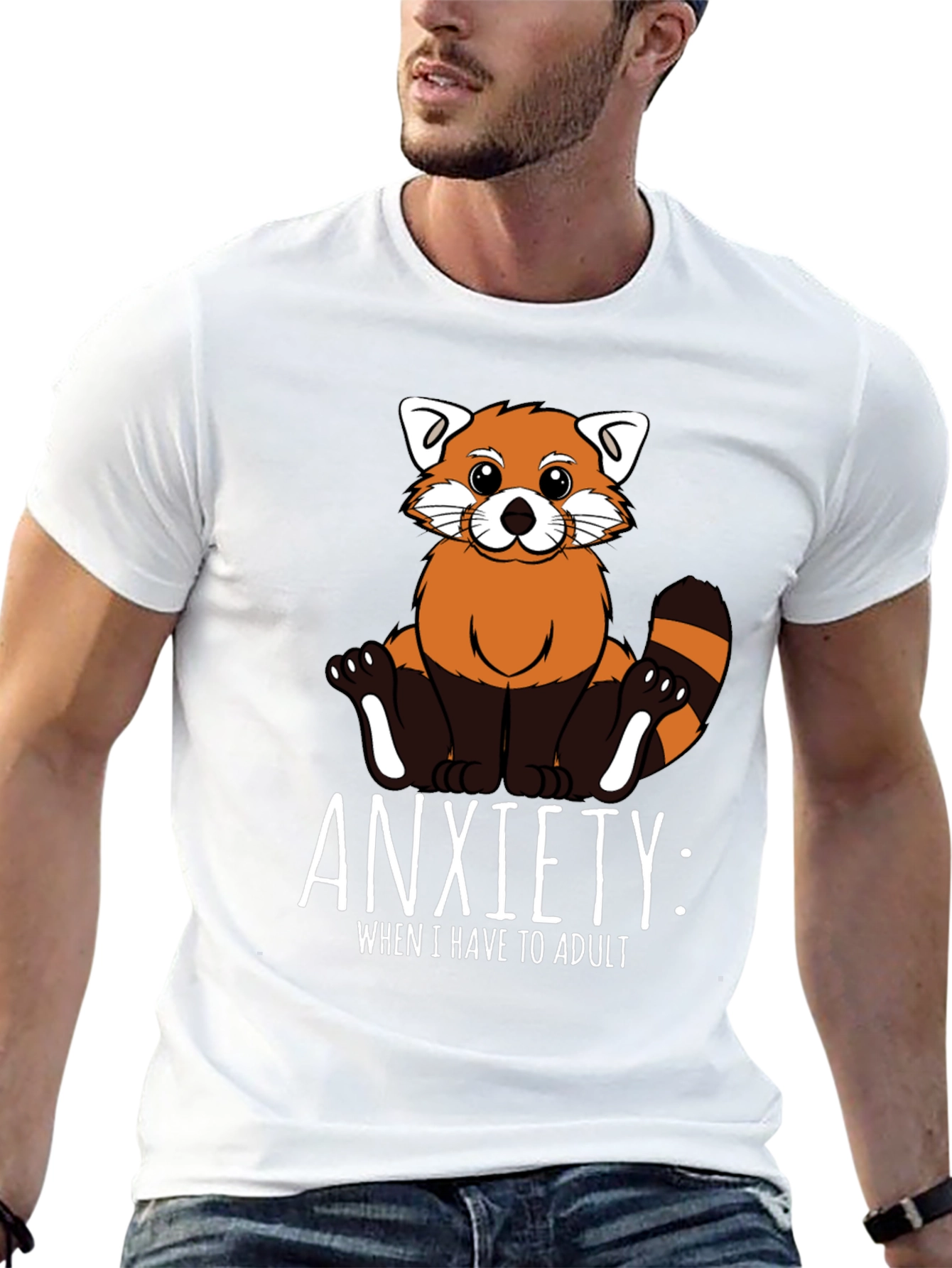 Black Anxiety Red Panda Adulting T-Shirt view 13