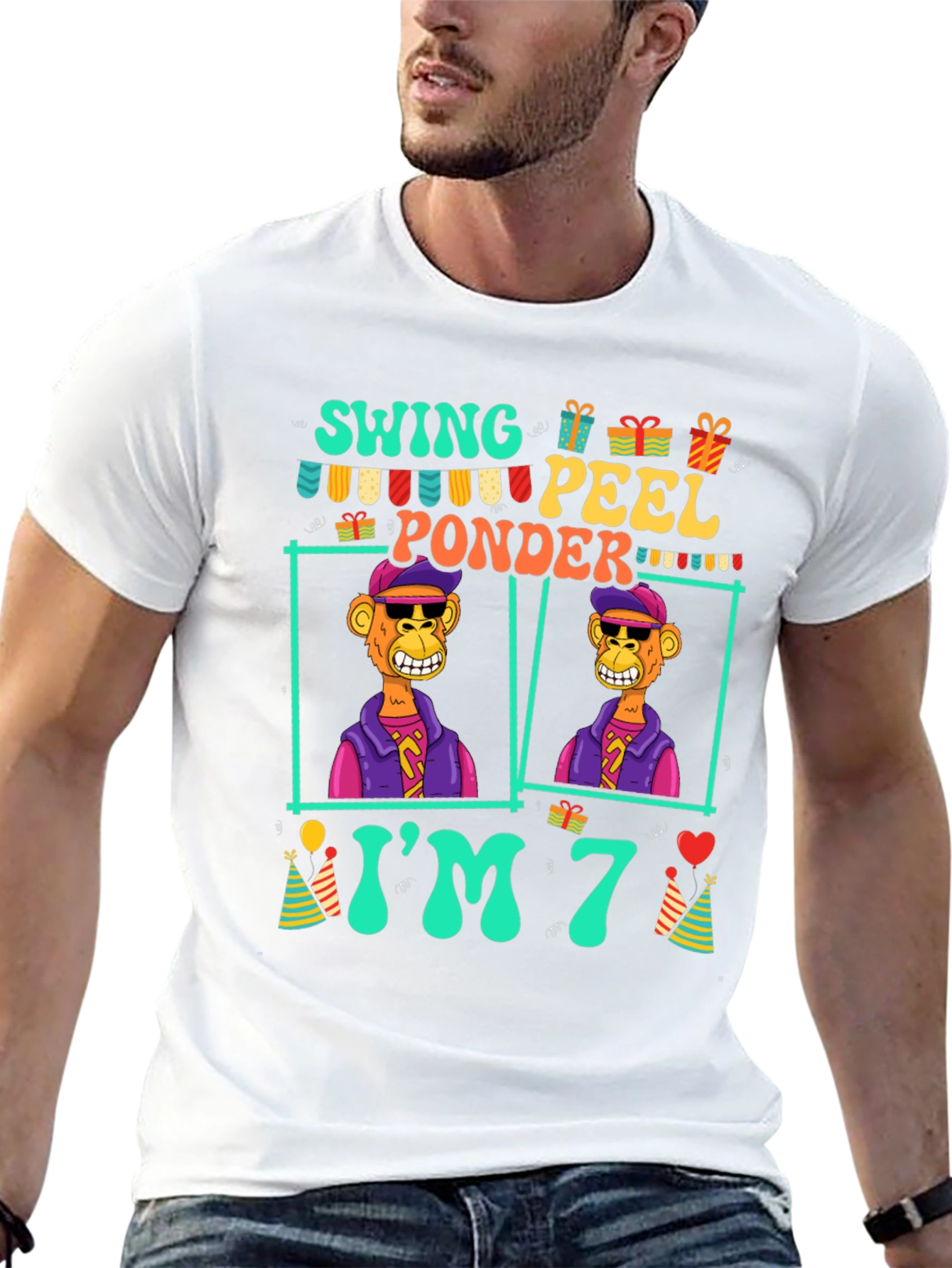 Funny 7th Birthday Ape T-Shirt - 13