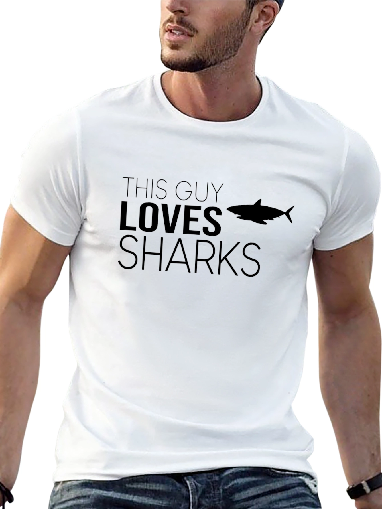 Black This Guy Loves Sharks Graphic Tee - Black view 13