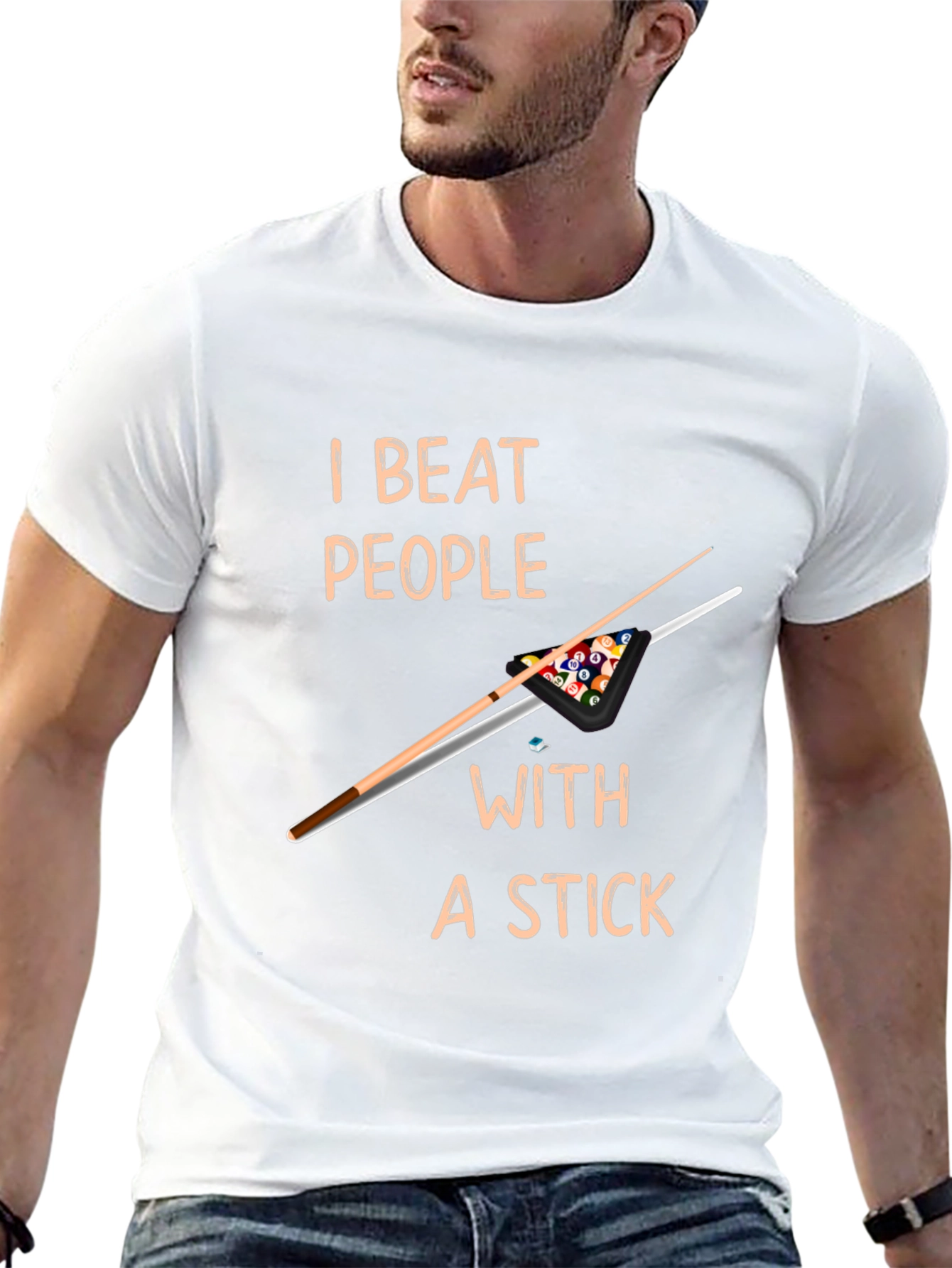 Black I Beat People With a Stick T-Shirt - Billiards  view 13