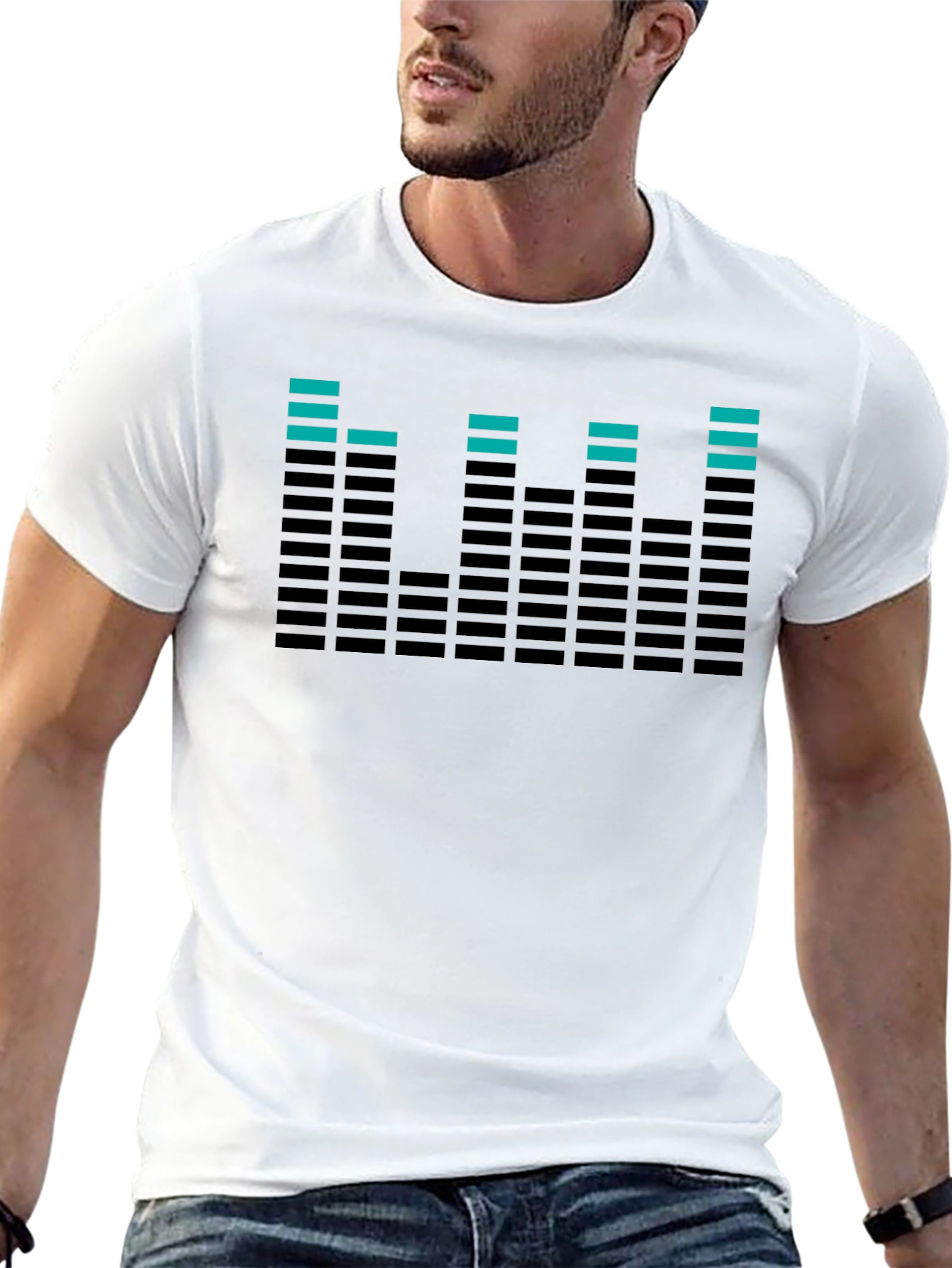 Black Cool Equalizer Graphic Tee - Black Cotton T-Shirt view 13