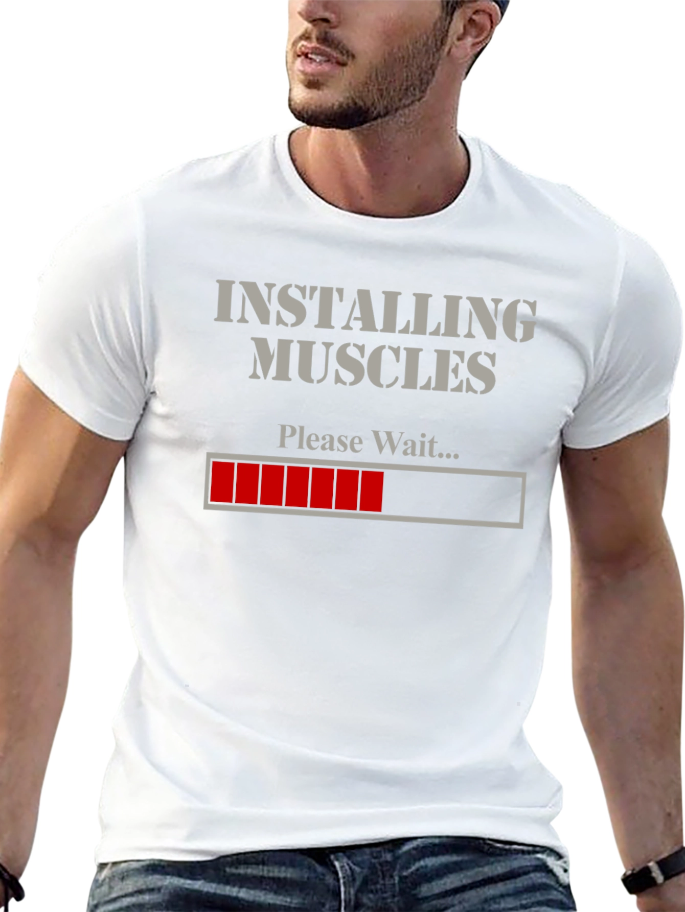 Black Installing Muscles Funny Gym T-Shirt view 13