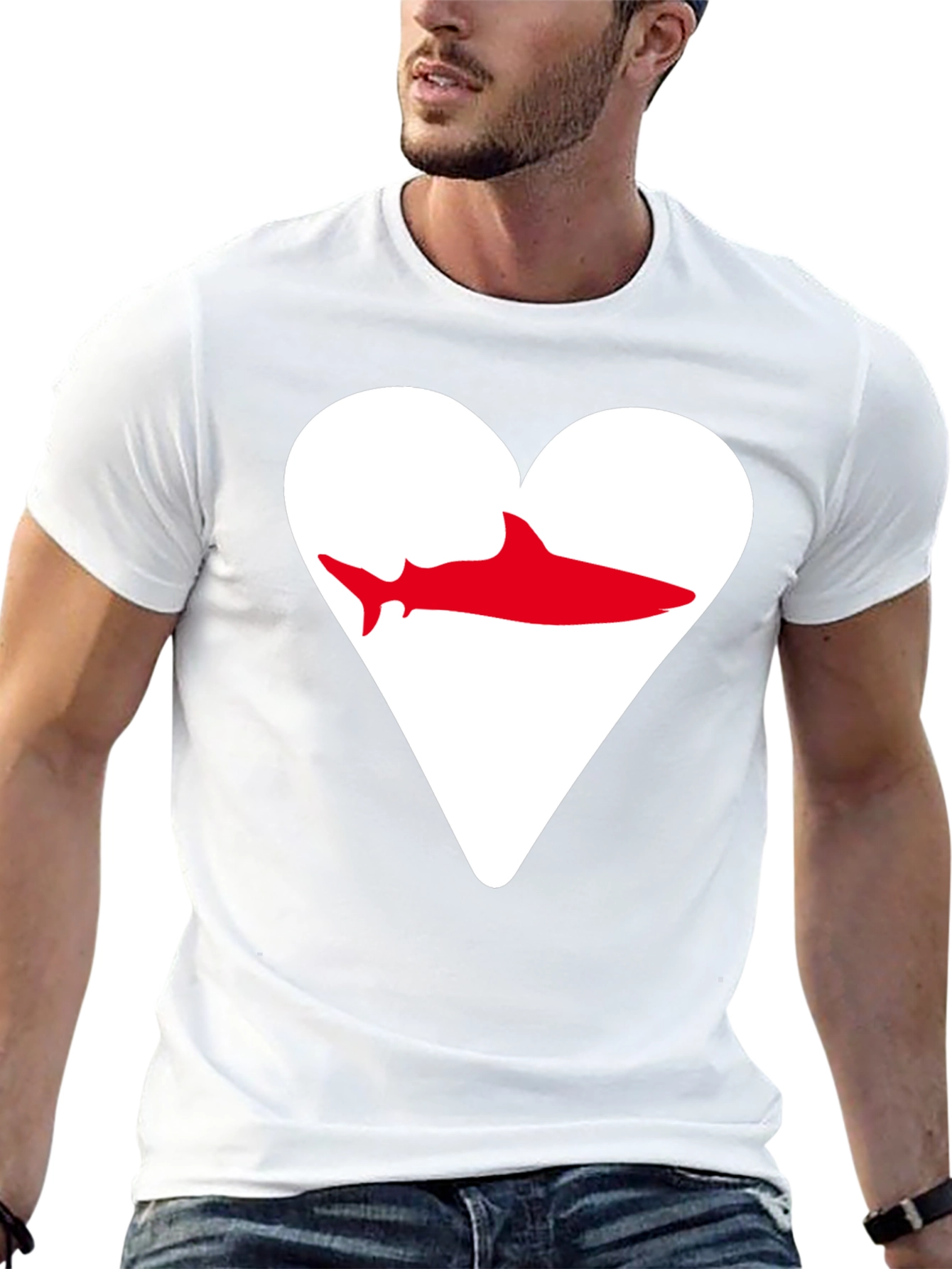Black Shark Heart Graphic Tee - Black Cotton T-Shirt view 13