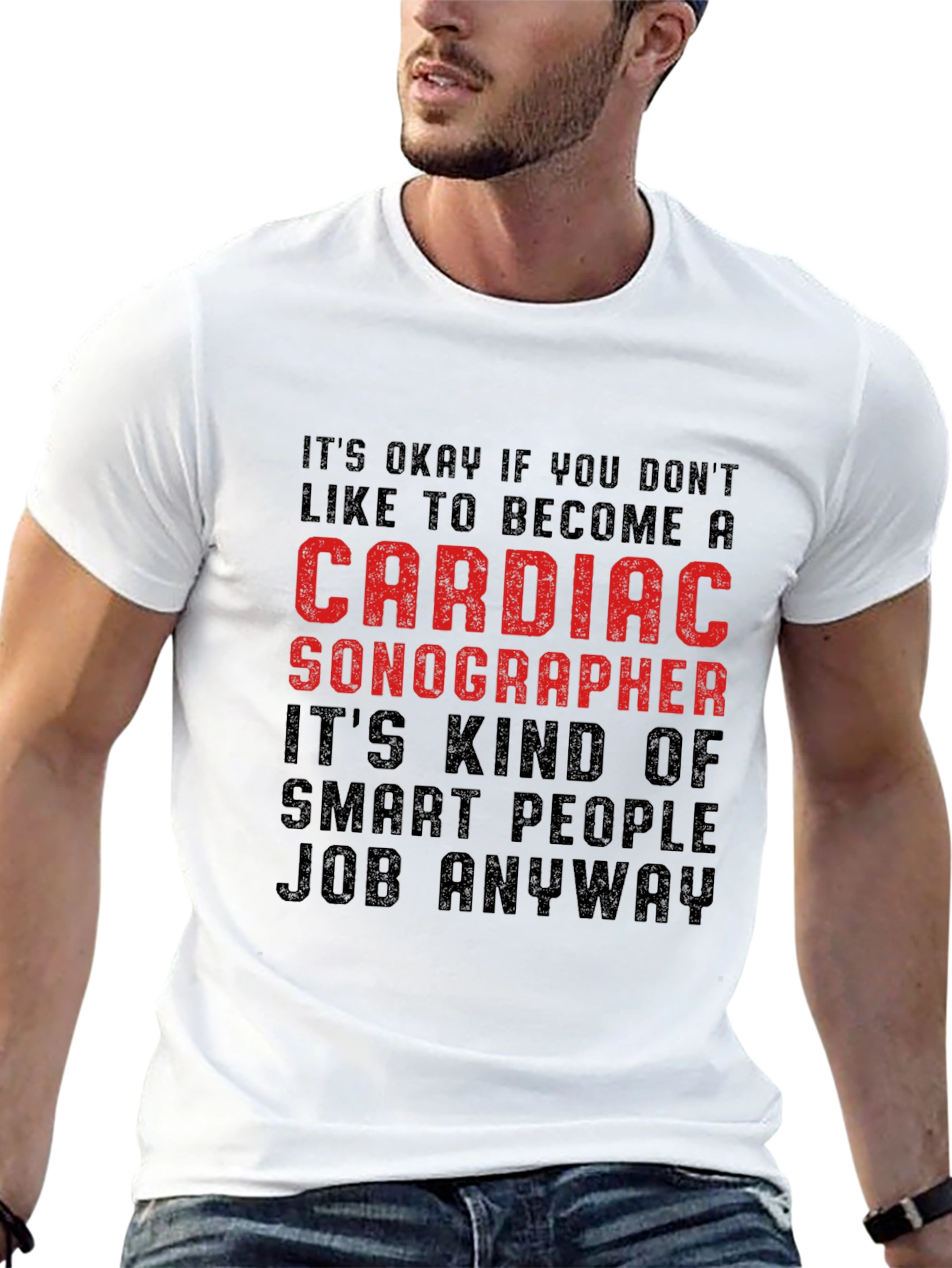Black Cardiac Sonographer T-Shirt - Smart People Job view 13