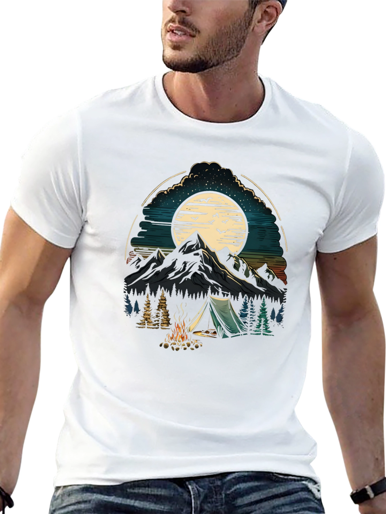 Black Camping Adventure Graphic T-Shirt view 13