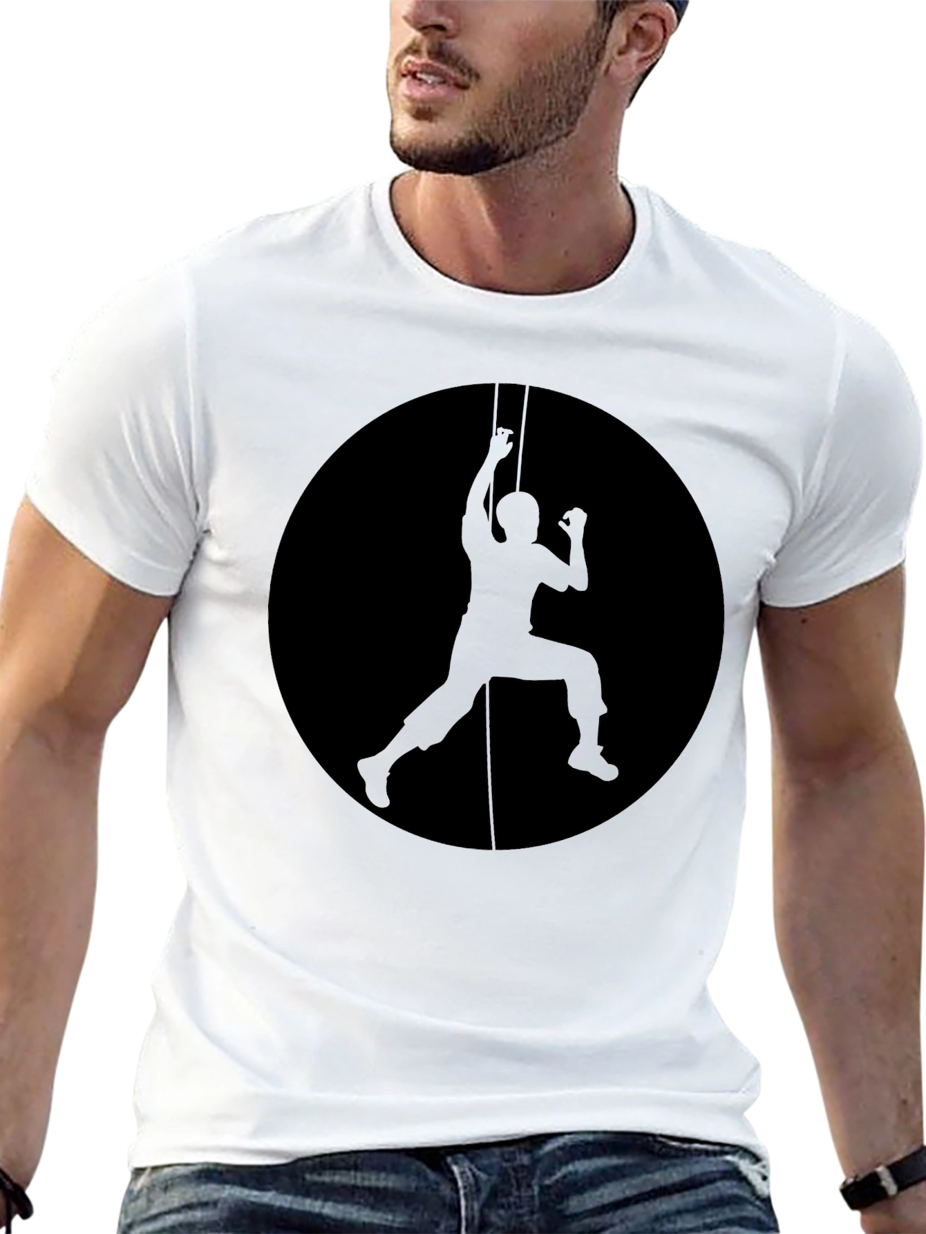 Black Climbing Silhouette Graphic Black T-Shirt view 13