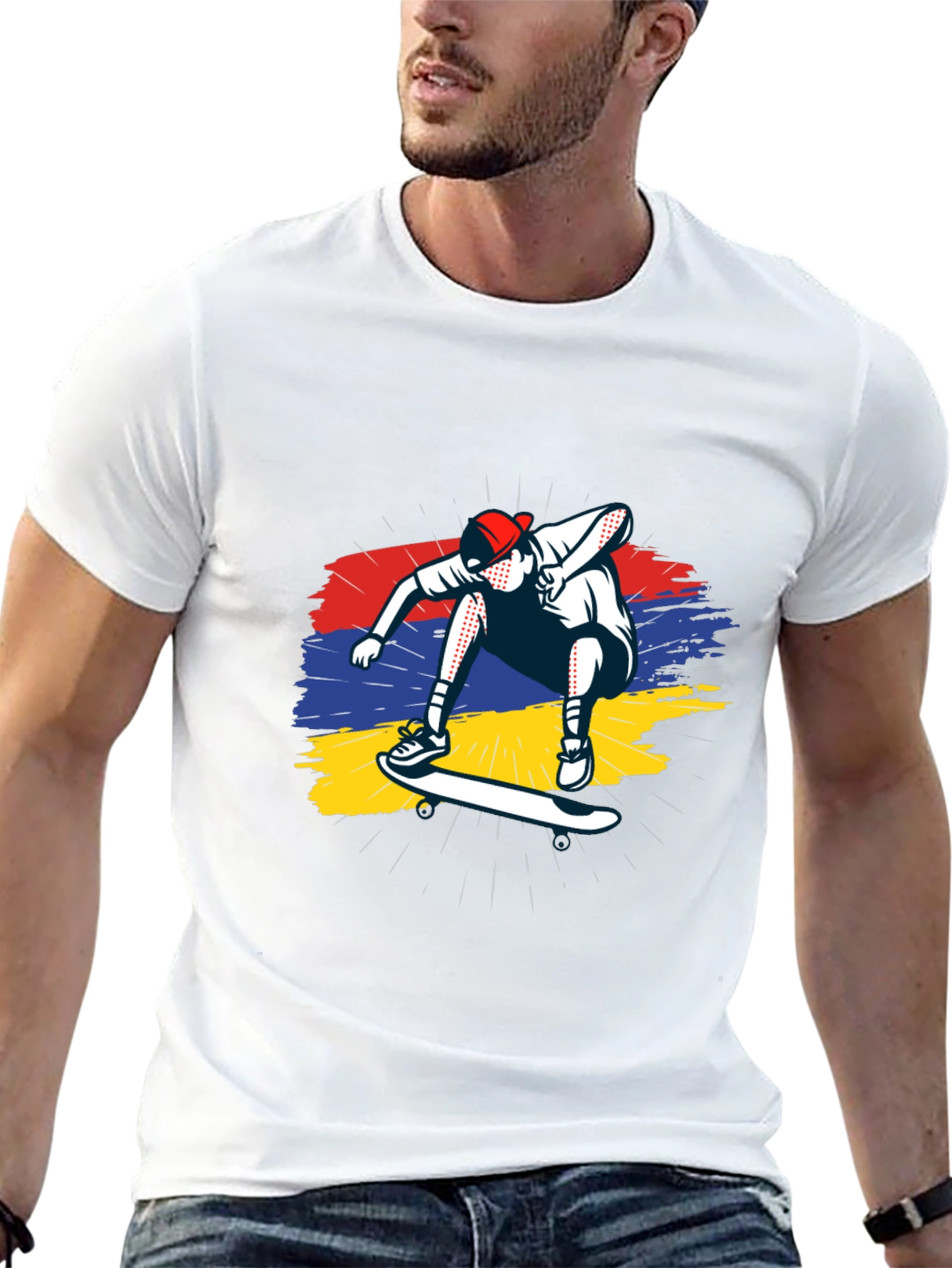 Black Skateboarding Graphic Black T-Shirt view 13