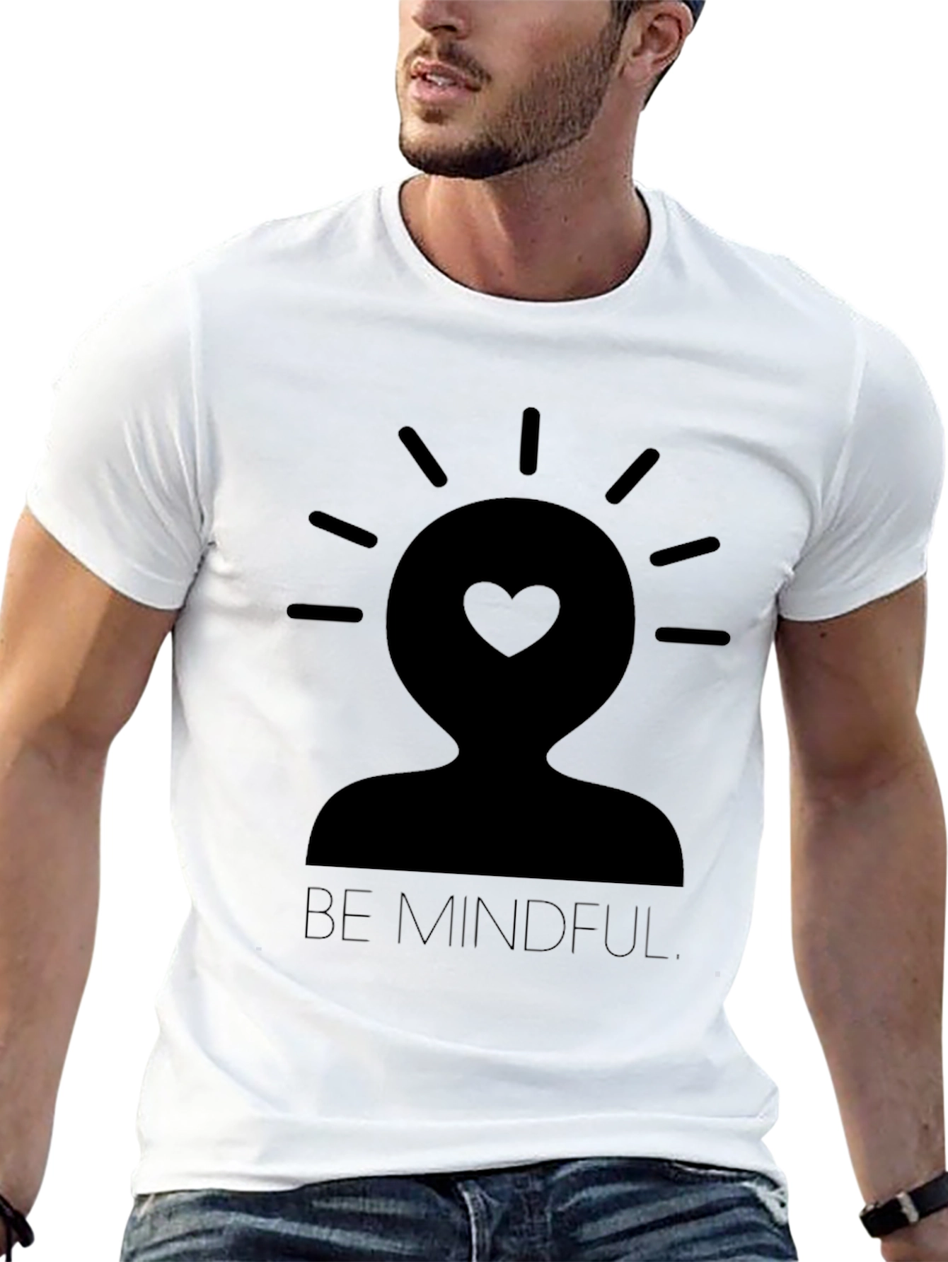 Black Mindful Heart Graphic Tee - Black view 13