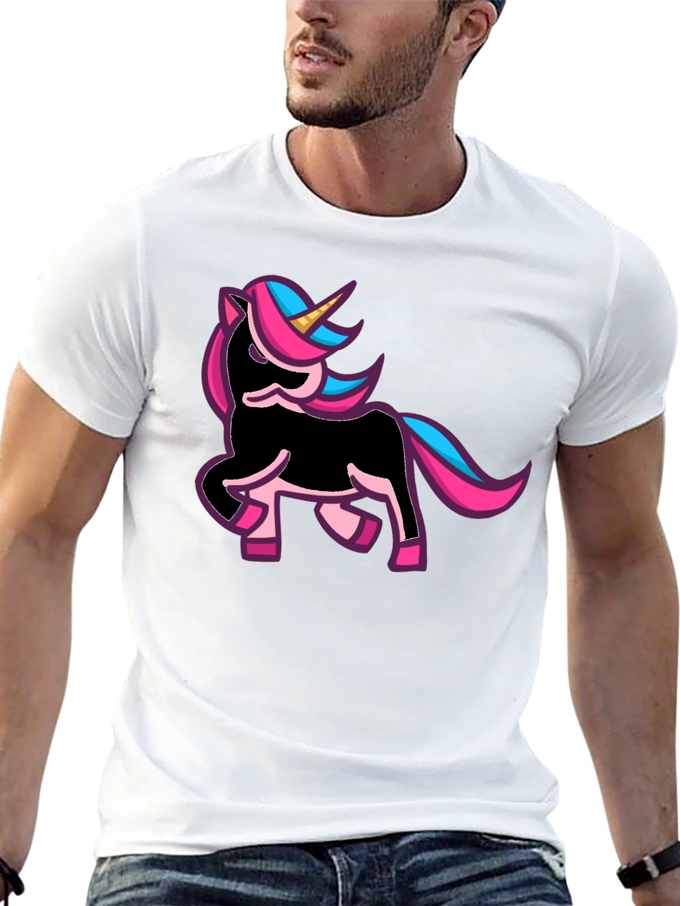 Black Unicorn Graphic Print Black T-Shirt view 13