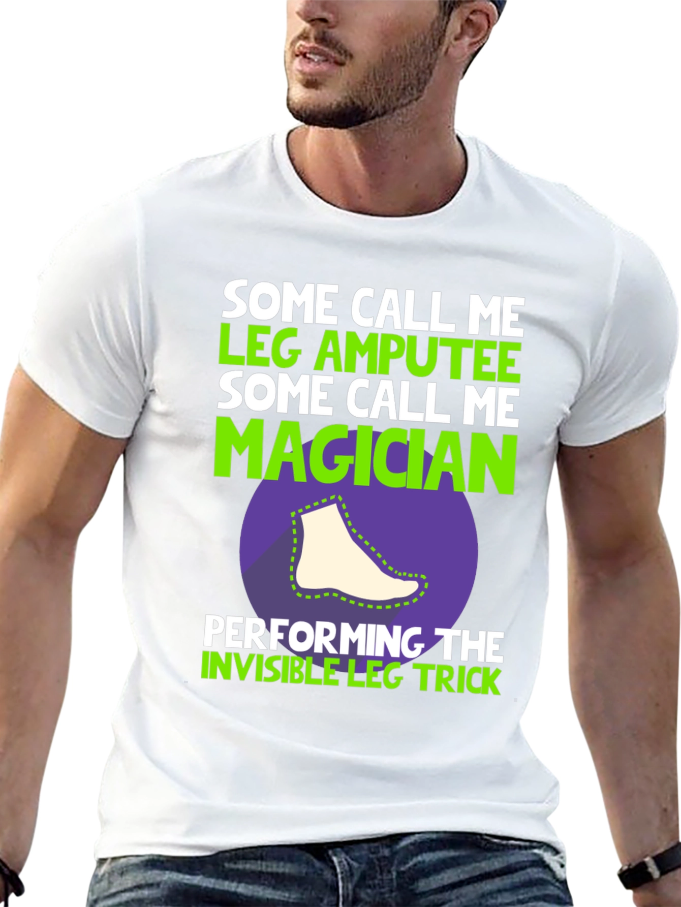 Black Leg Amputee Magician Funny Humor T-Shirt view 13