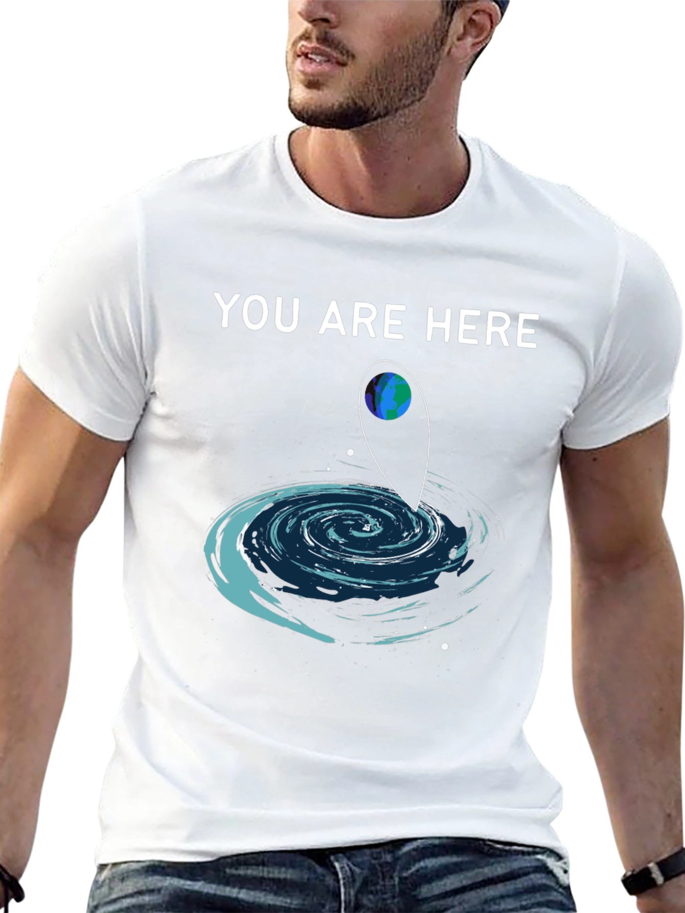 Black You Are Here T-Shirt Galaxy Design view 13