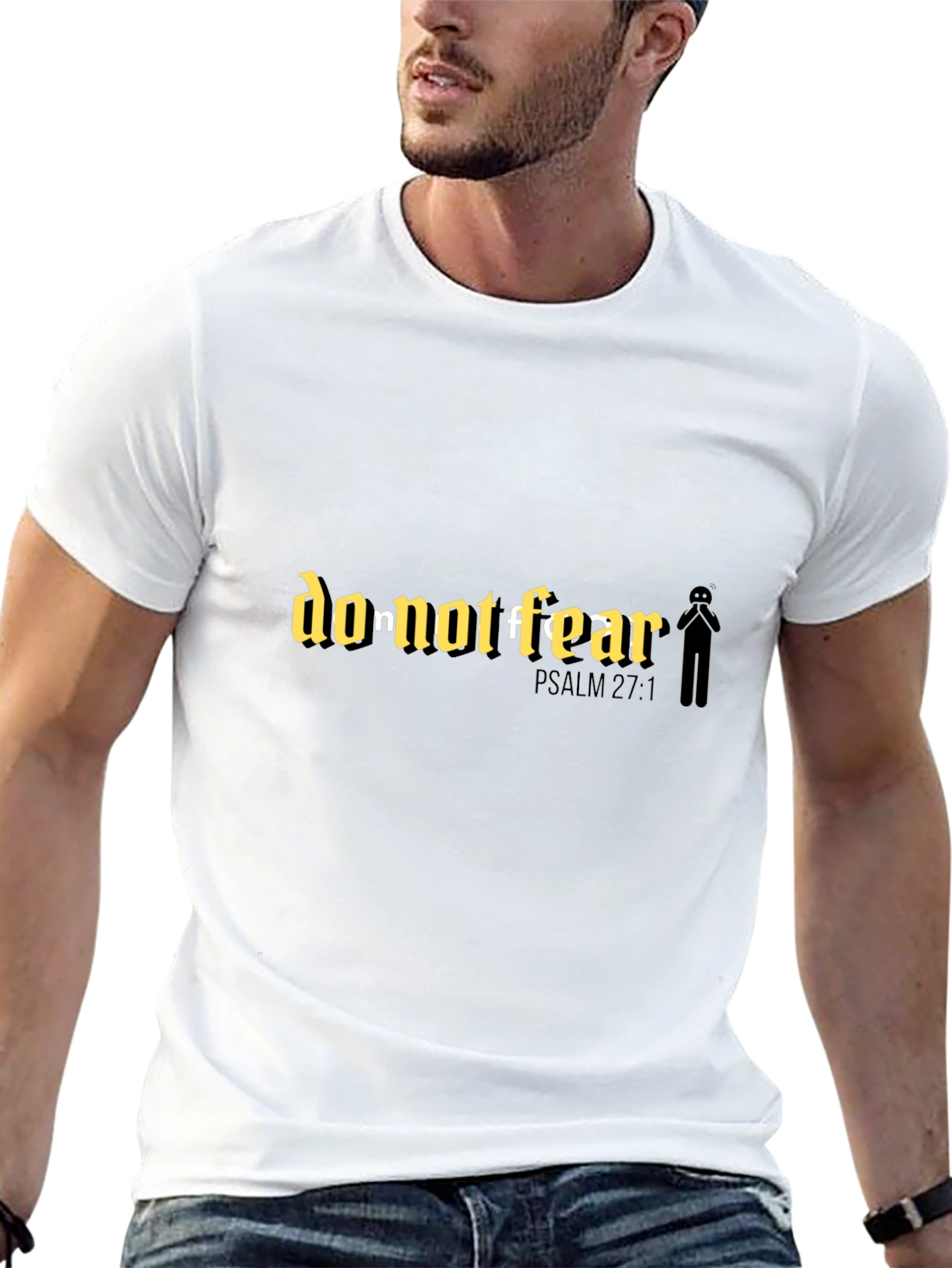 Black Do Not Fear T-Shirt: Religious Psalm 27:1 Faith Tee view 13