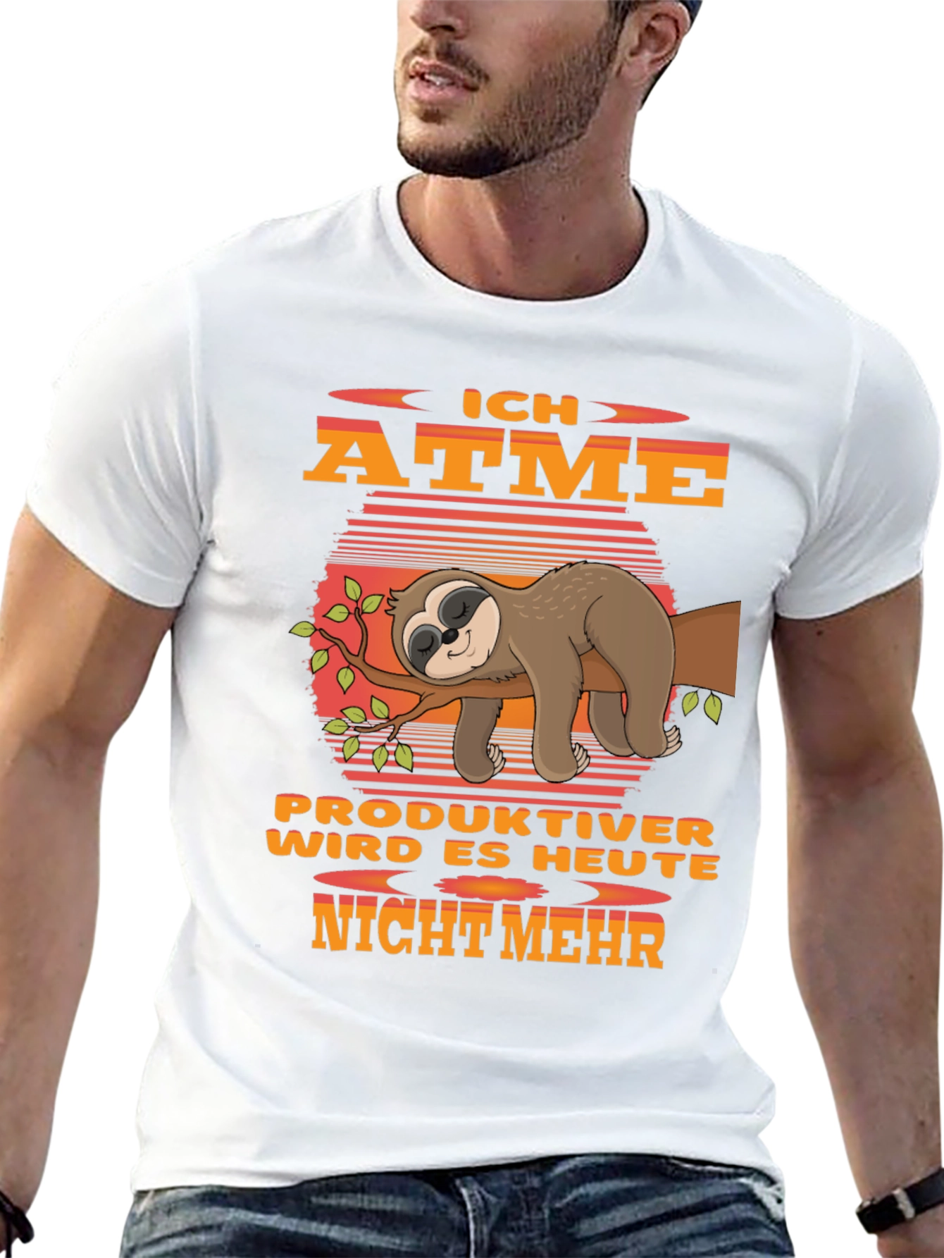 Black Ich Atme Sloth Graphic T-Shirt view 13