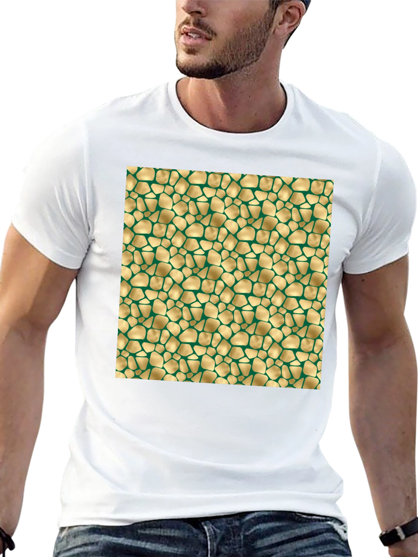 Black Textured Gold & Green Pattern Tee view 13
