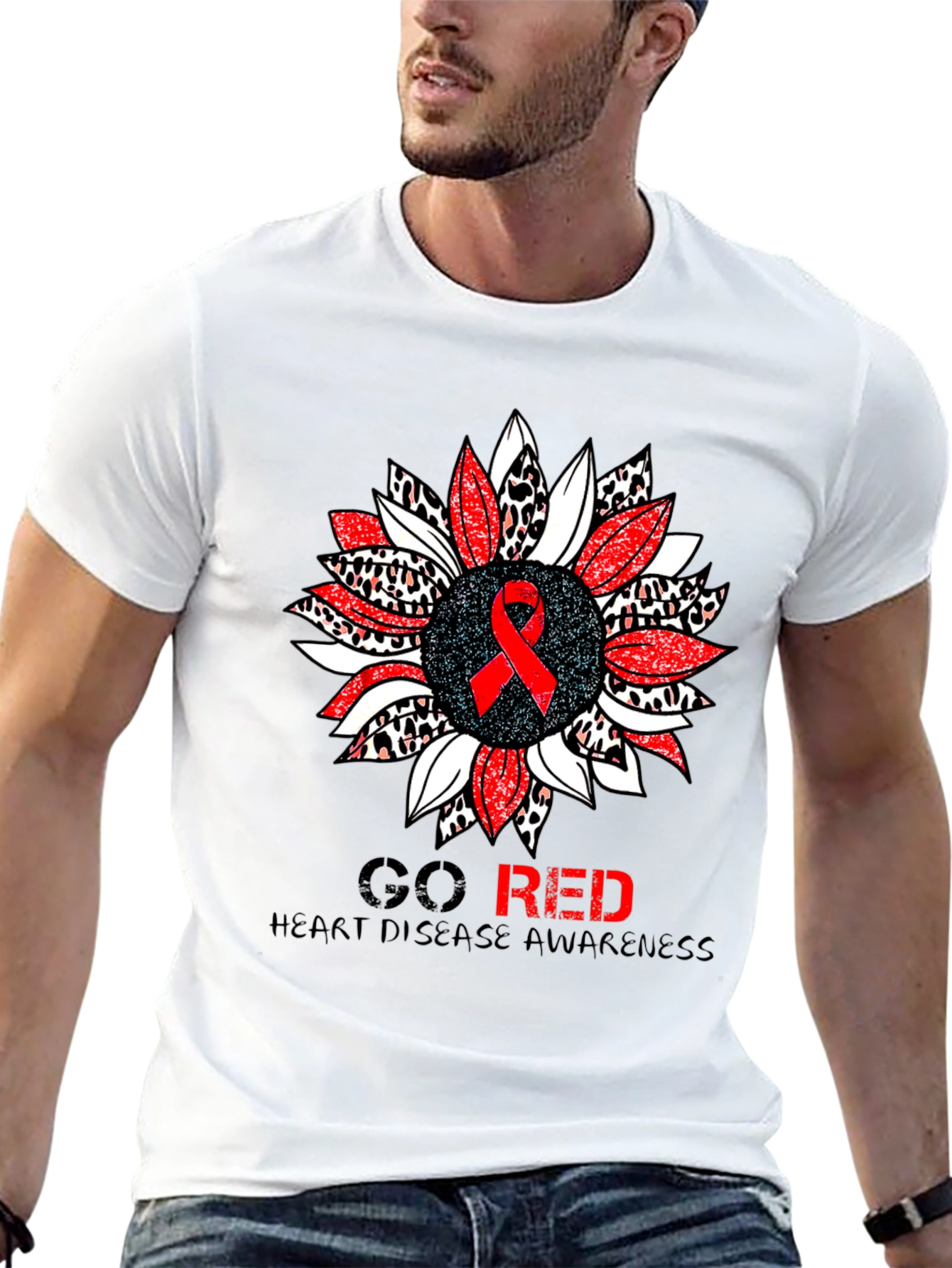 Black Go Red Heart Disease Awareness T-Shirt view 13