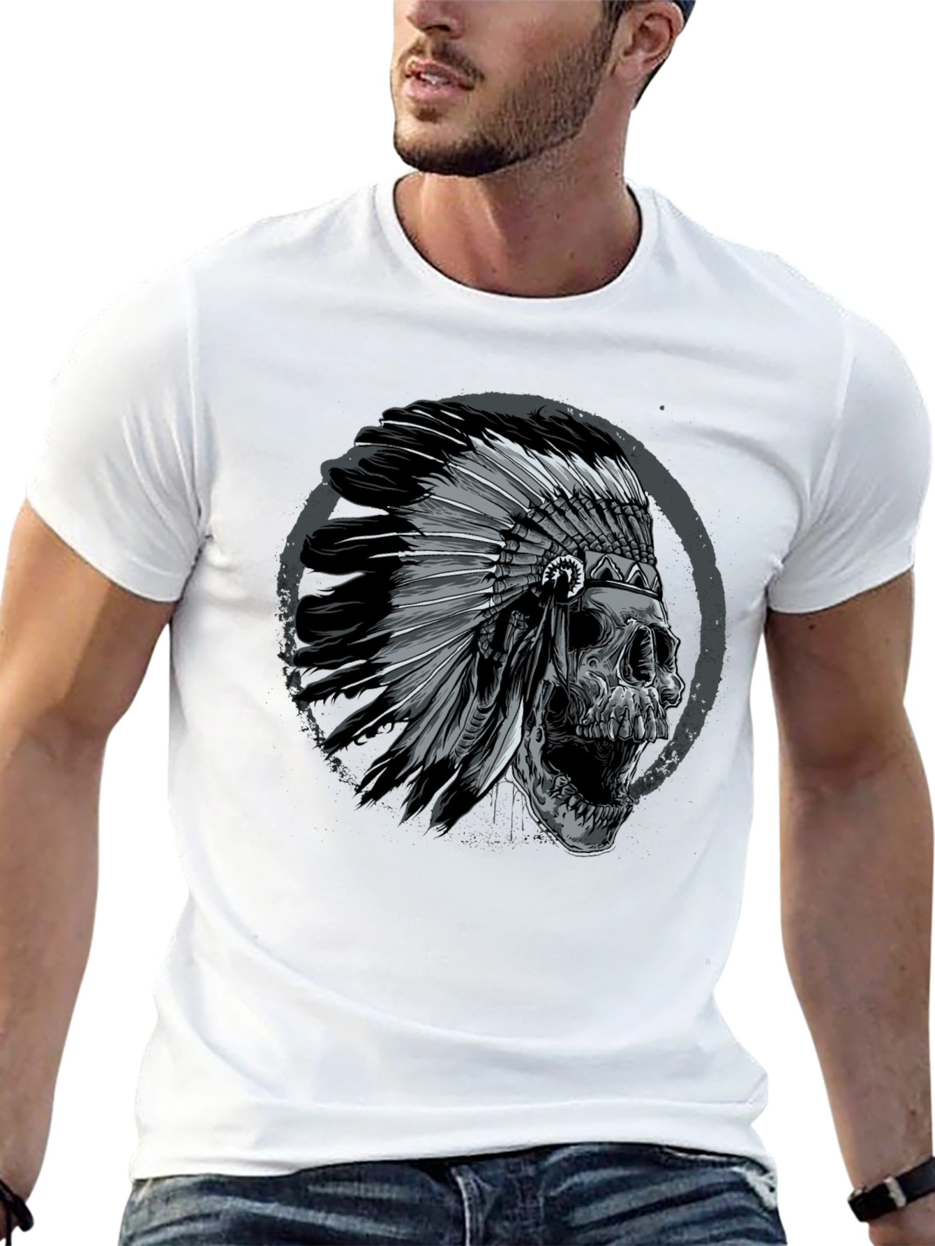 Black Skull Chief T-Shirt - Edgy Graphic Tee for Men view 13