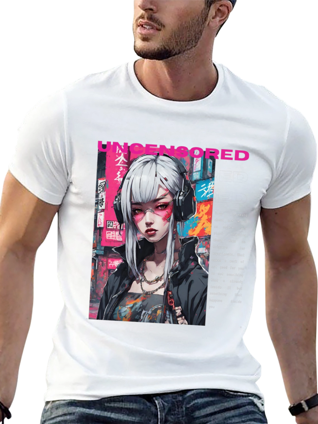 Black Uncensored Anime Girl Graphic T-Shirt view 13