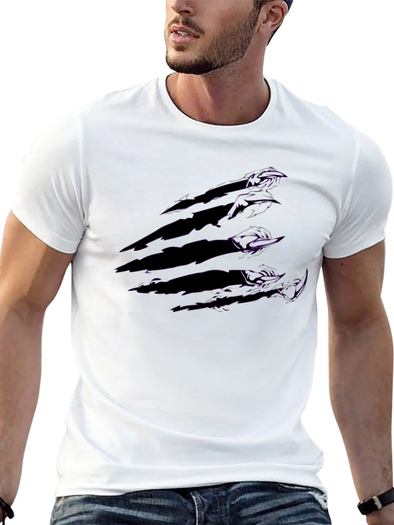 Black Claw Mark T-Shirt - Edgy Graphic Tee for Men view 13