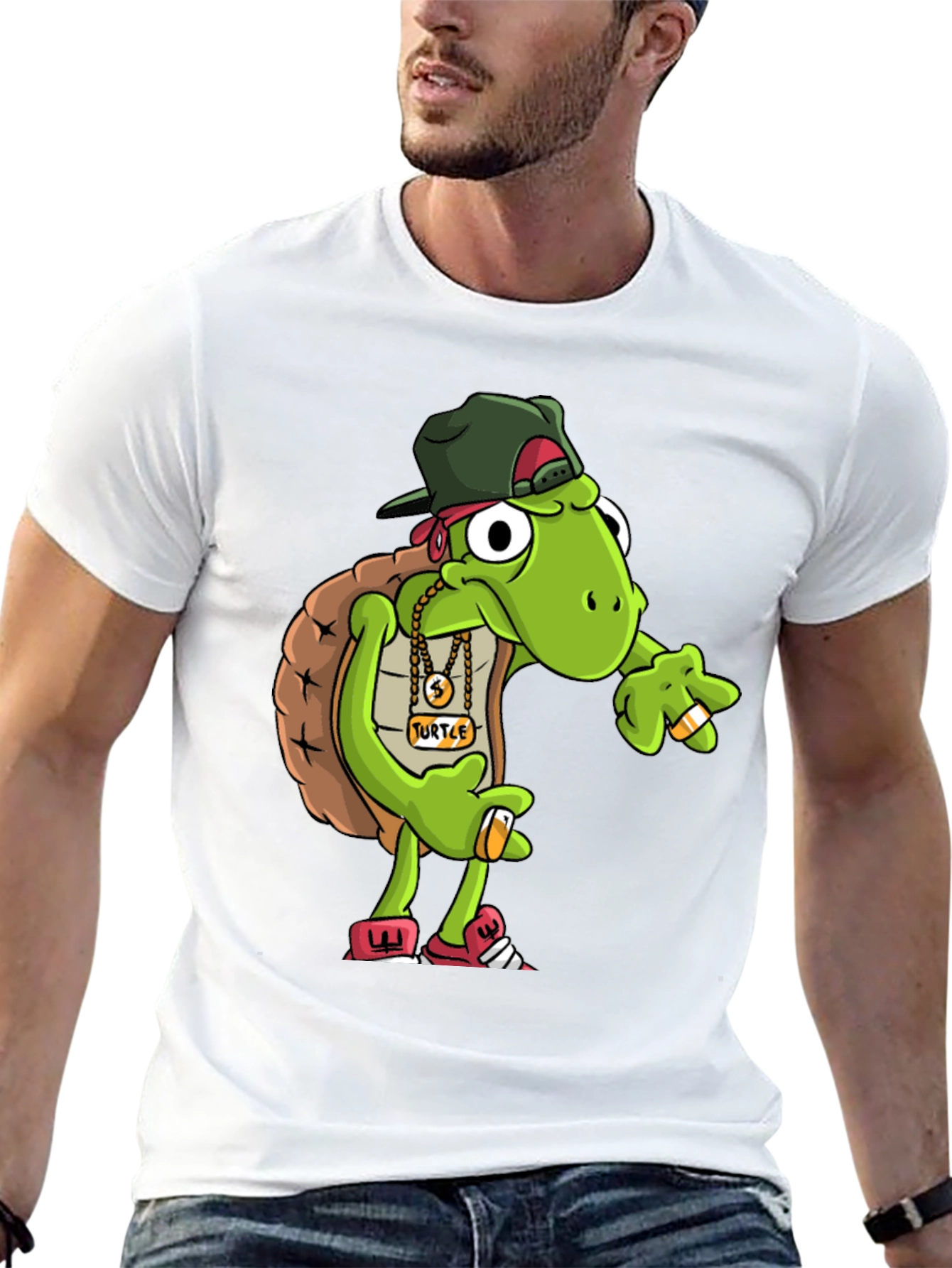 Black Gangster Turtle Graphic Tee view 13