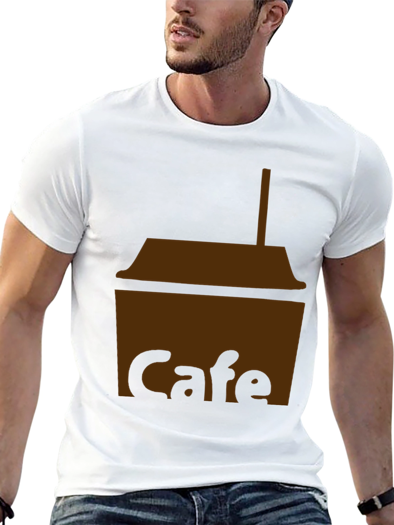 Cafe T-Shirt - Black Cotton Blend Graphic Tee - 13