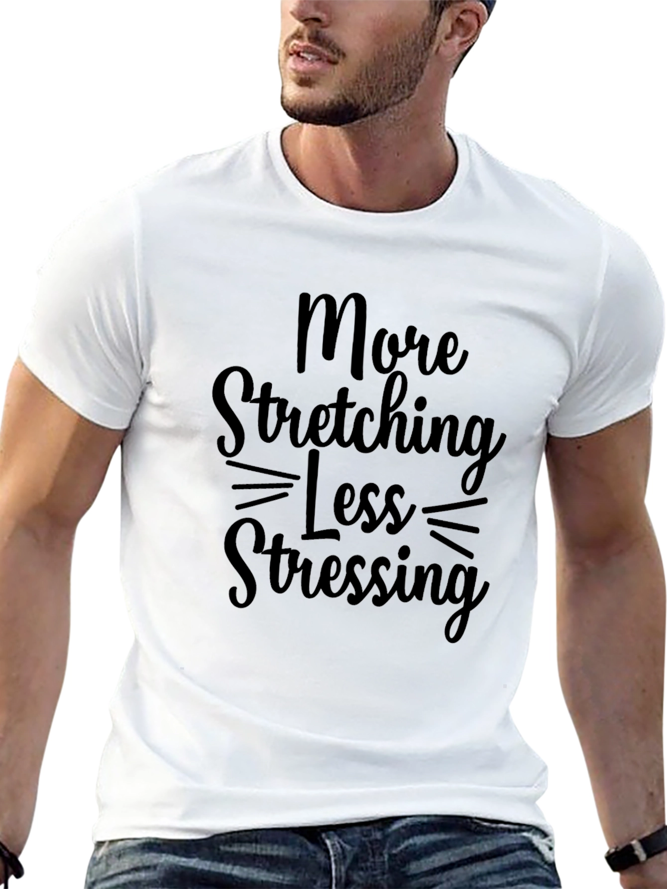 More Stretching Less Stressing Black T-Shirt - 13