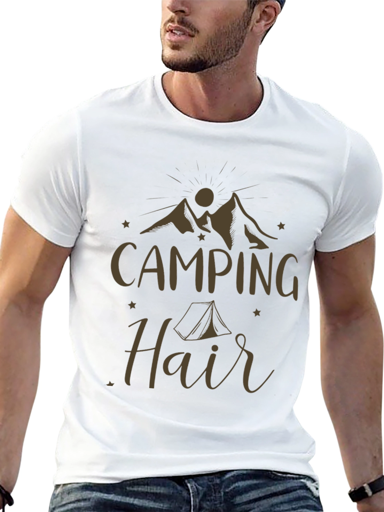 Black Camping Hair T-Shirt - Mountain Adventure view 13