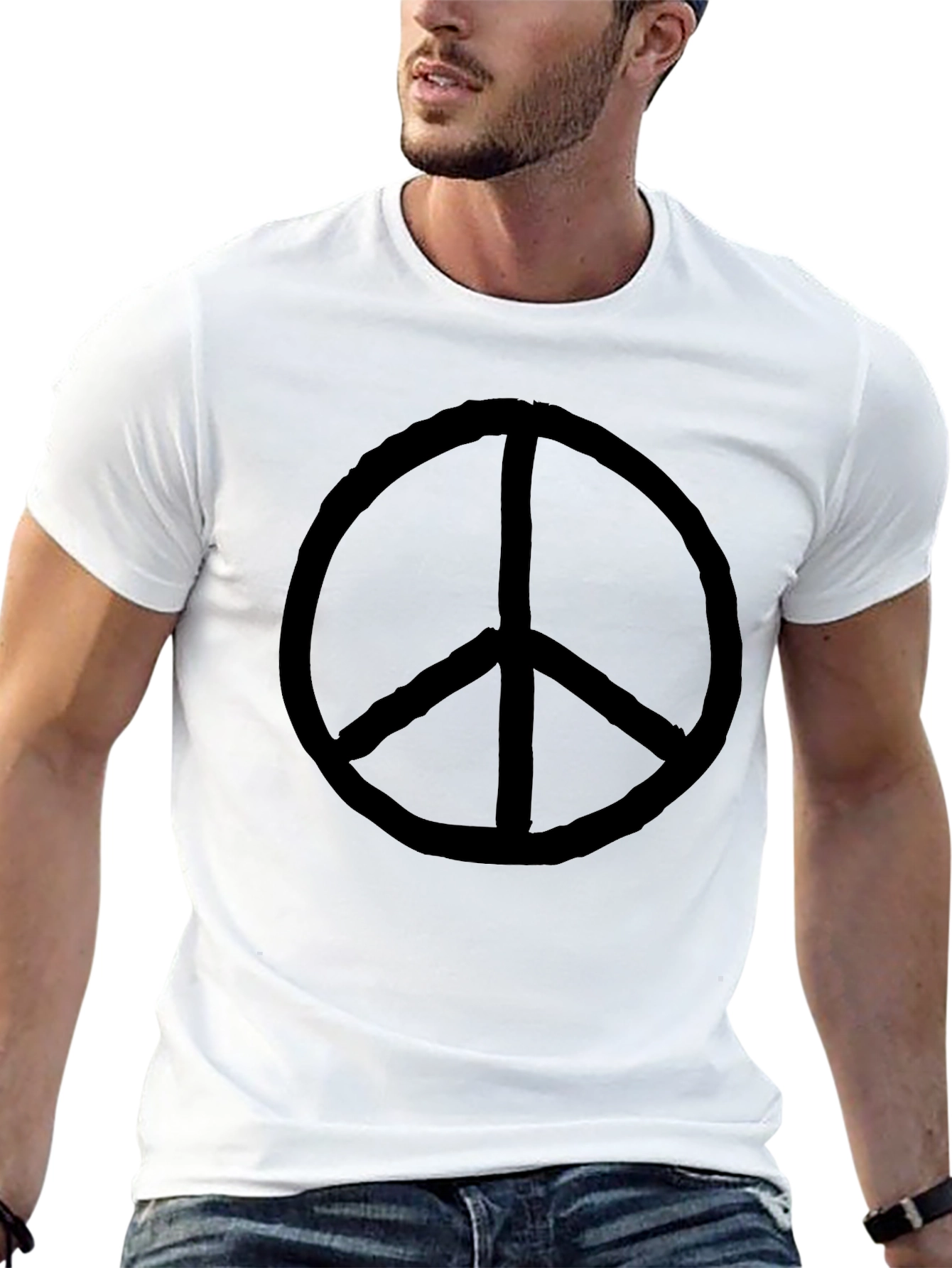 Black Peace Sign Graphic Tee - Classic Black T-Shirt view 13