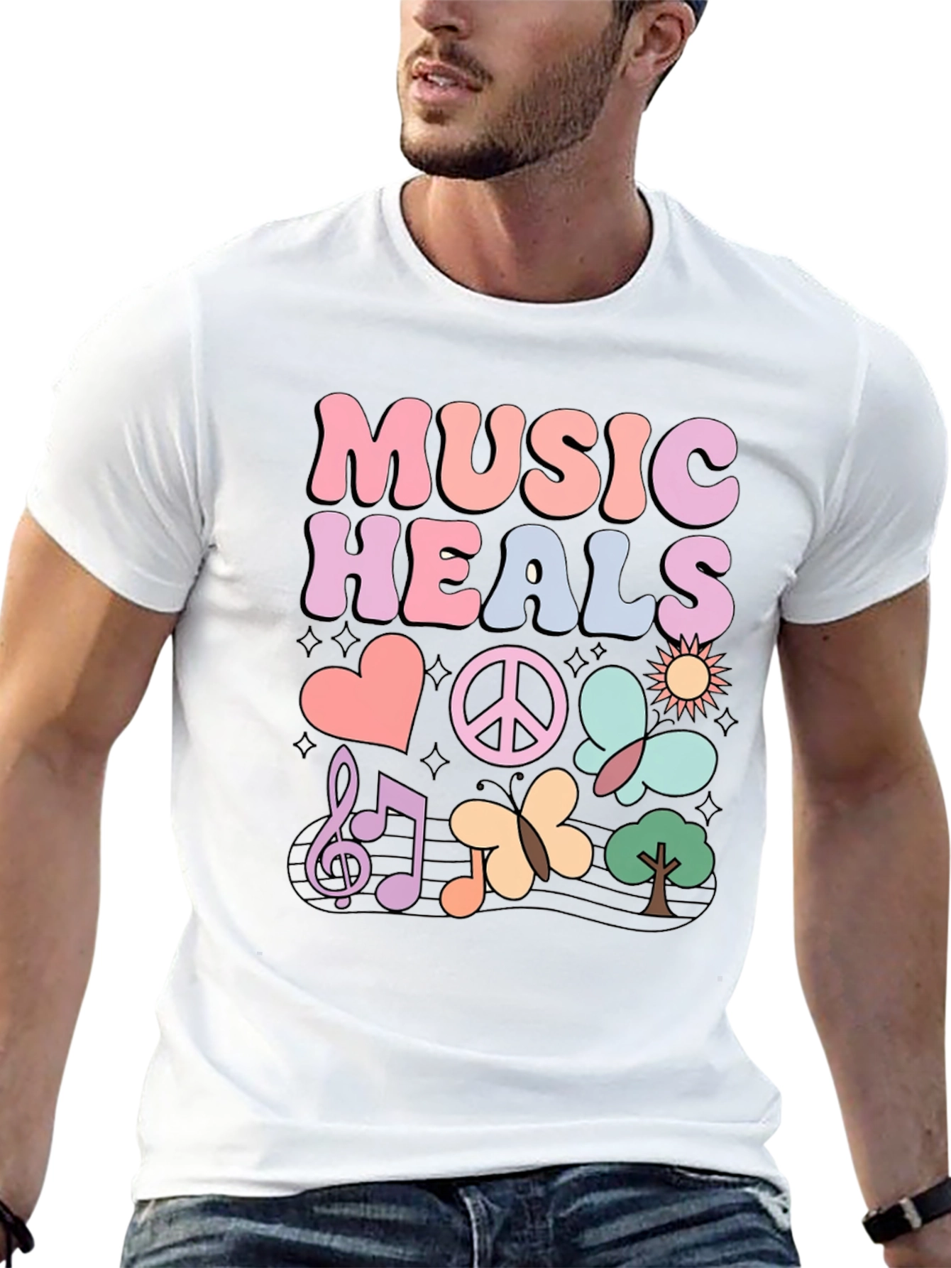 Black Music Heals Graphic T-Shirt - Casual Comfort view 13