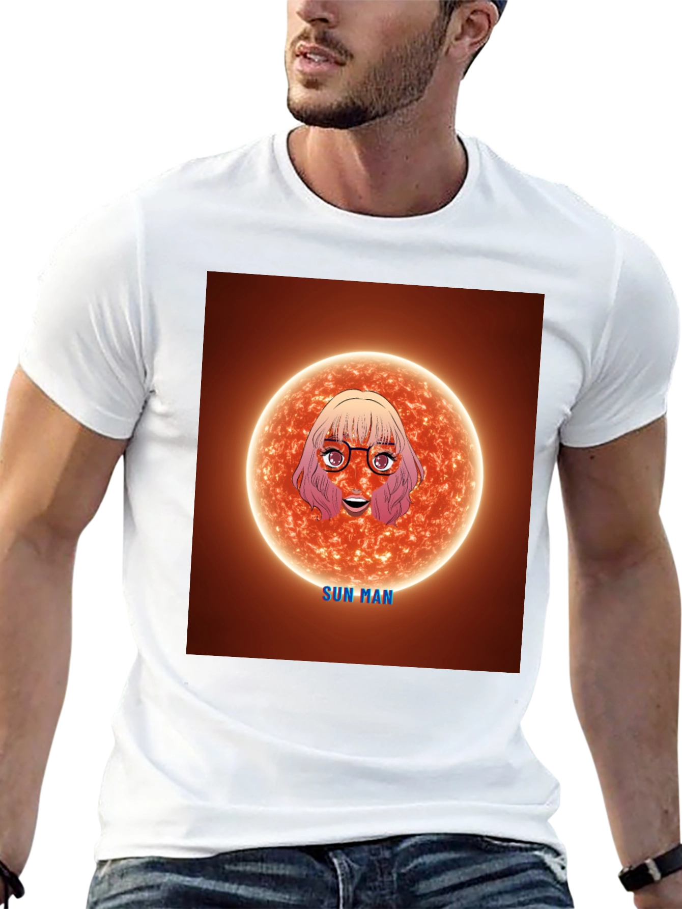 Black Sun Man Graphic Tee - Unique Cartoon Design view 13