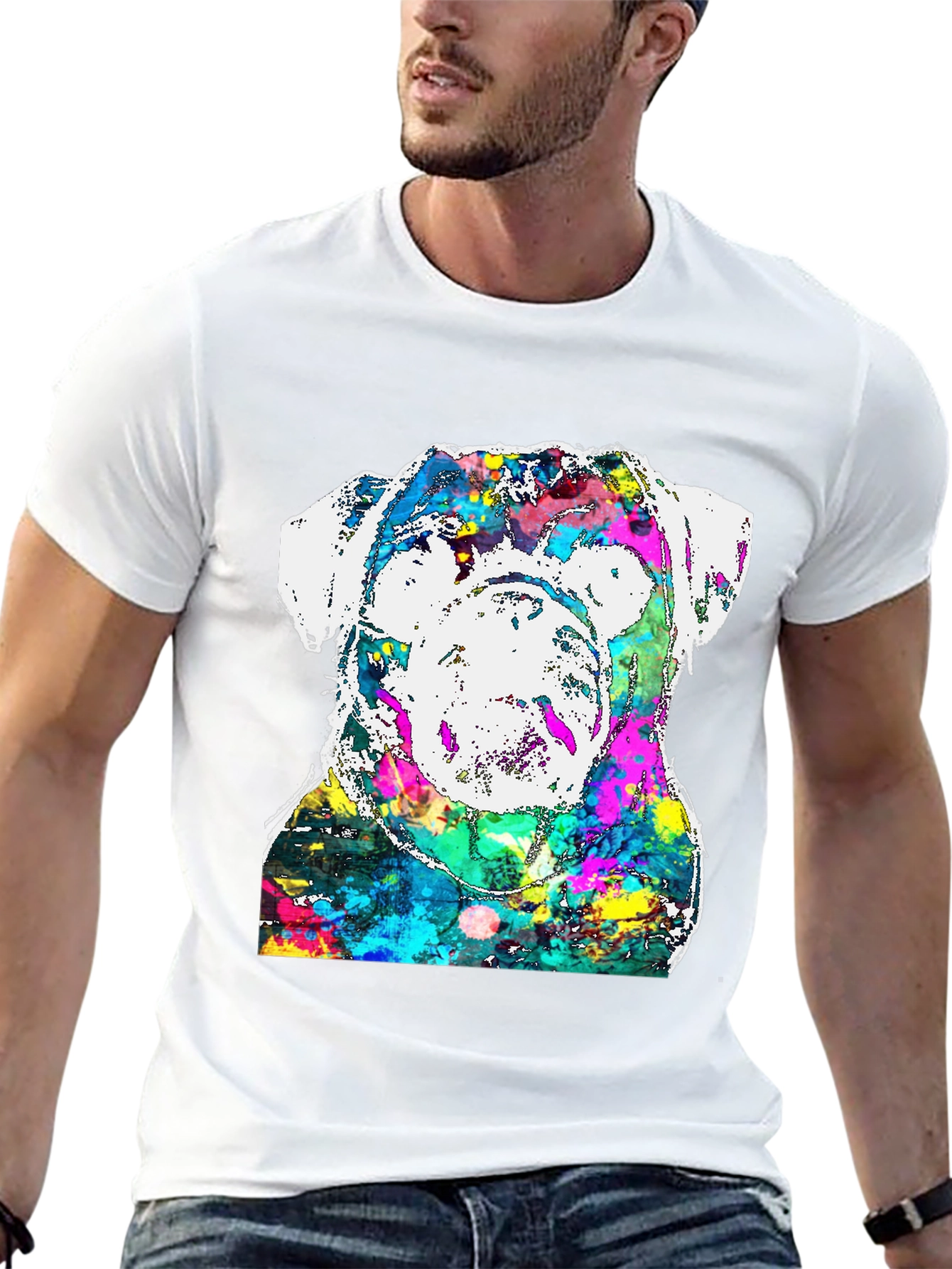 Black Colorful Bulldog Graphic Tee view 13