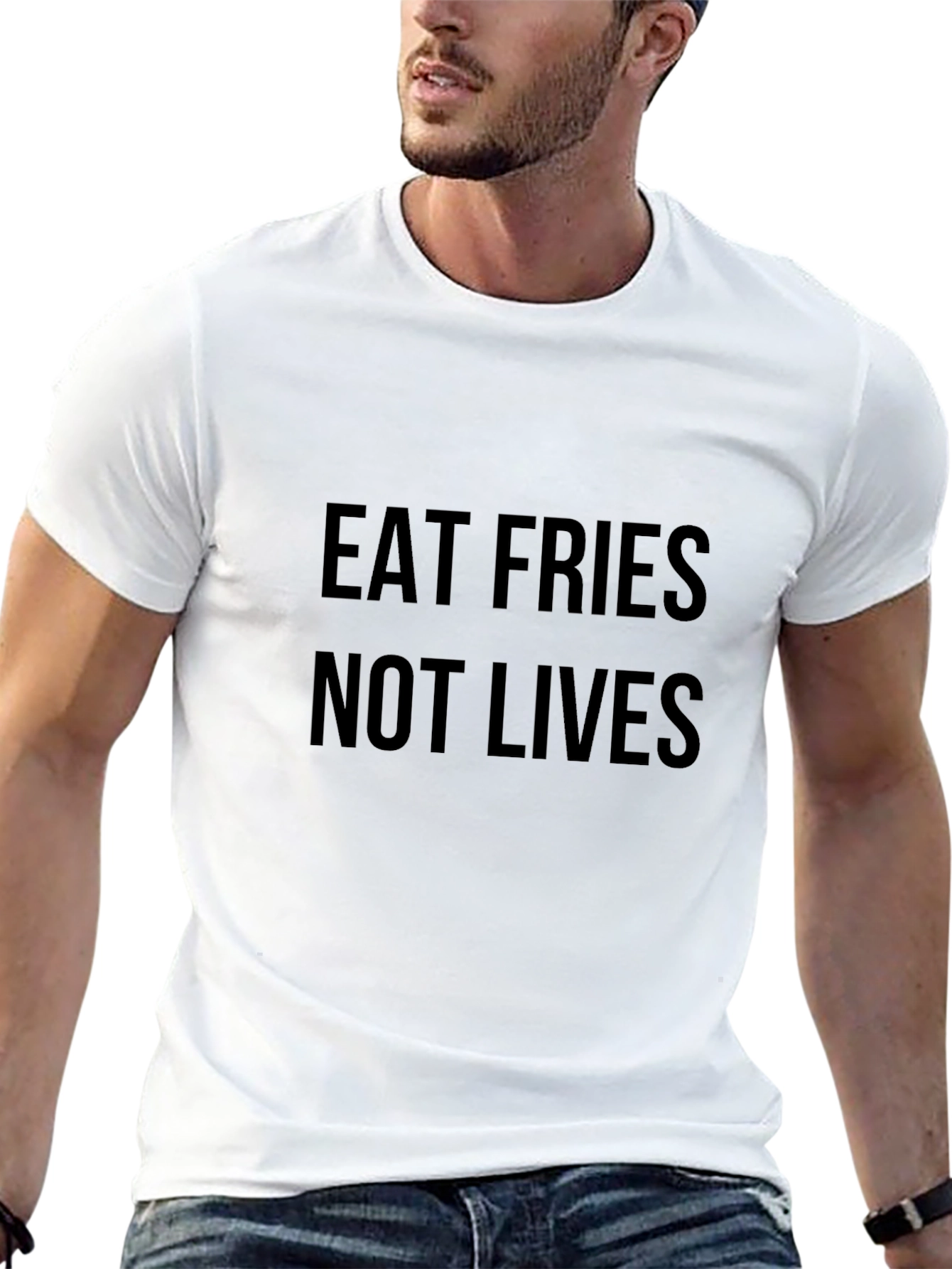 Black Eat Fries Not Lives Graphic Tee - Unisex Cotton T-Shirt view 13