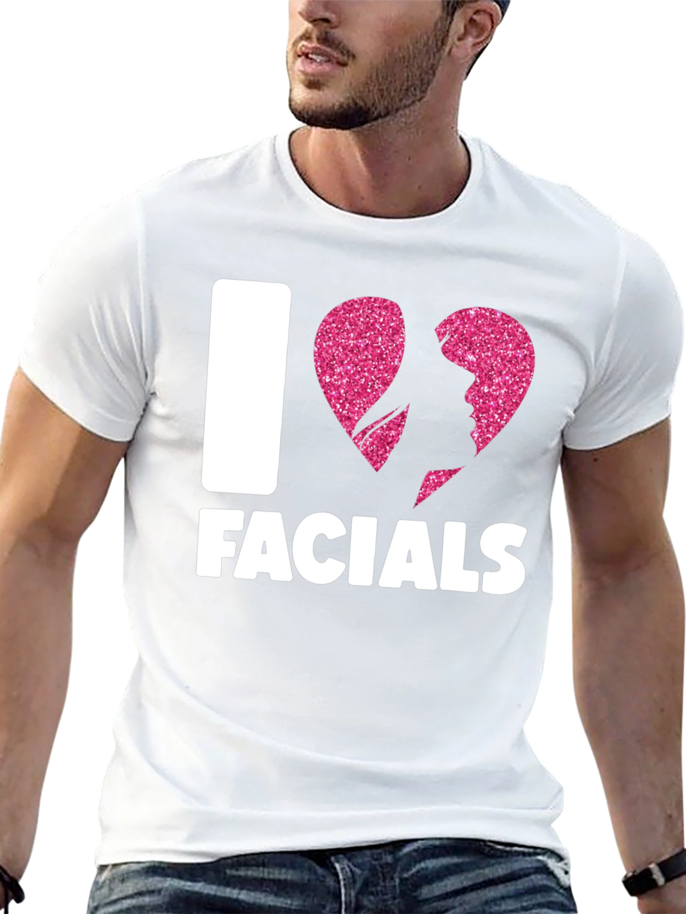 Black I Heart Facials T-Shirt Funny Graphic Tee view 13