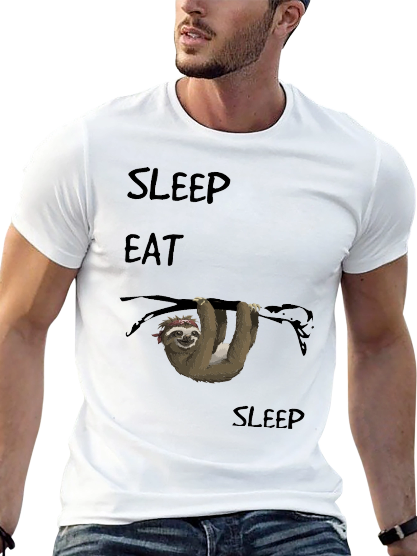 Black Sleep Eat Sloth T-Shirt - Relaxed Fit view 13