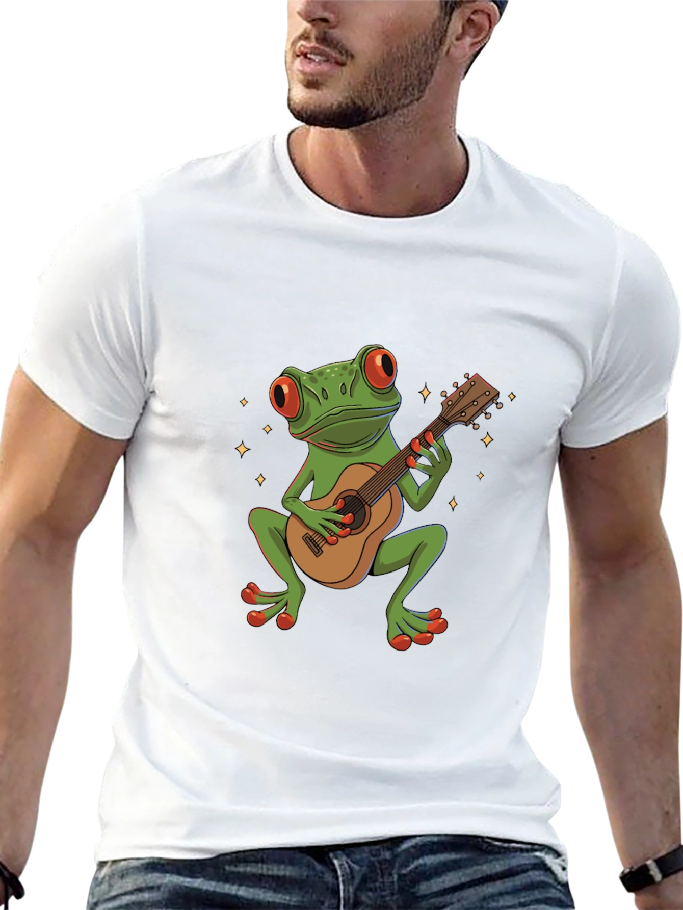 Black Frog Guitarist Graphic Tee - Unique Music Lover Shirt view 13