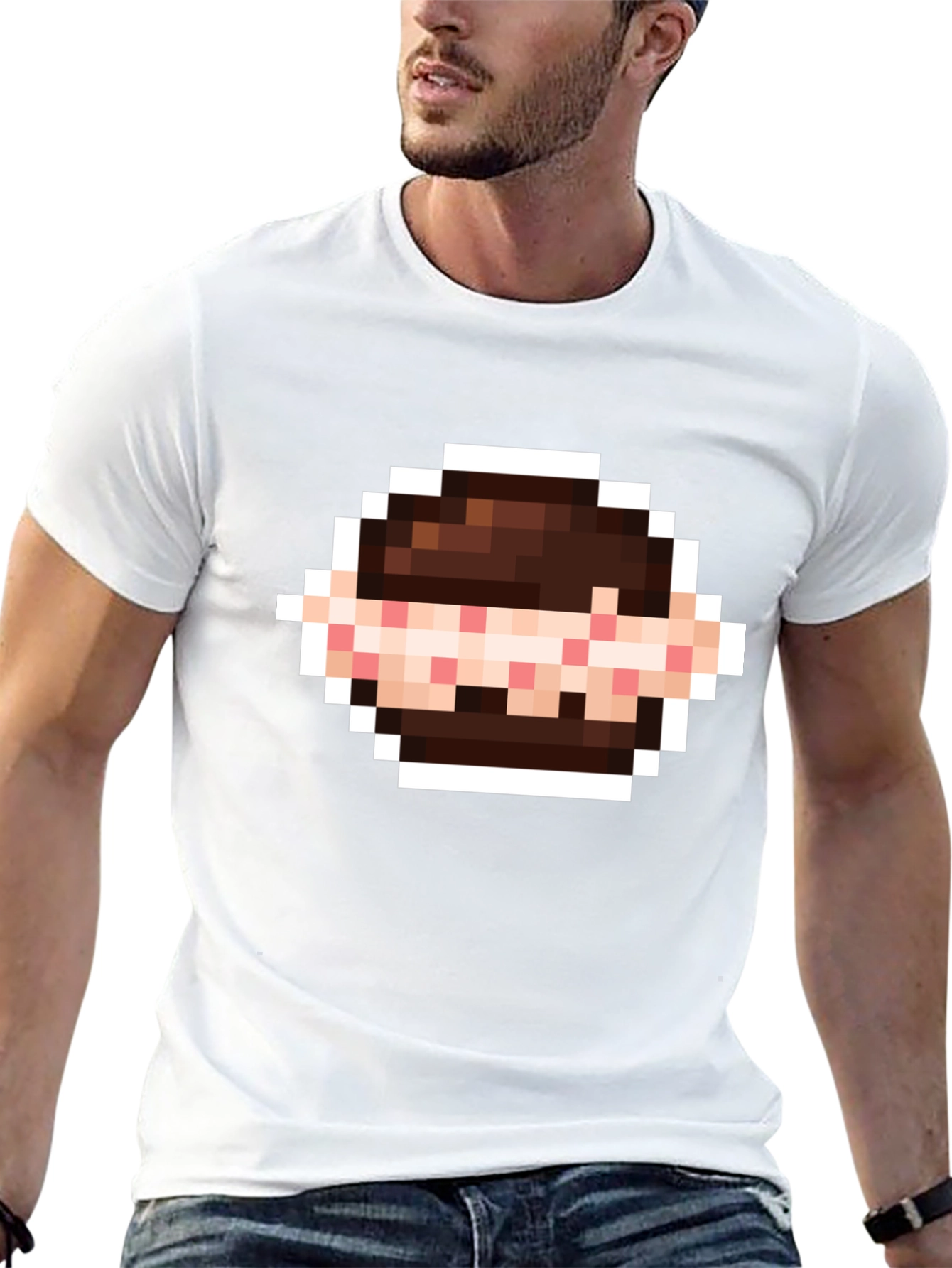 Black Pixelated Sandwich Graphic Tee - Retro Gaming Style view 13