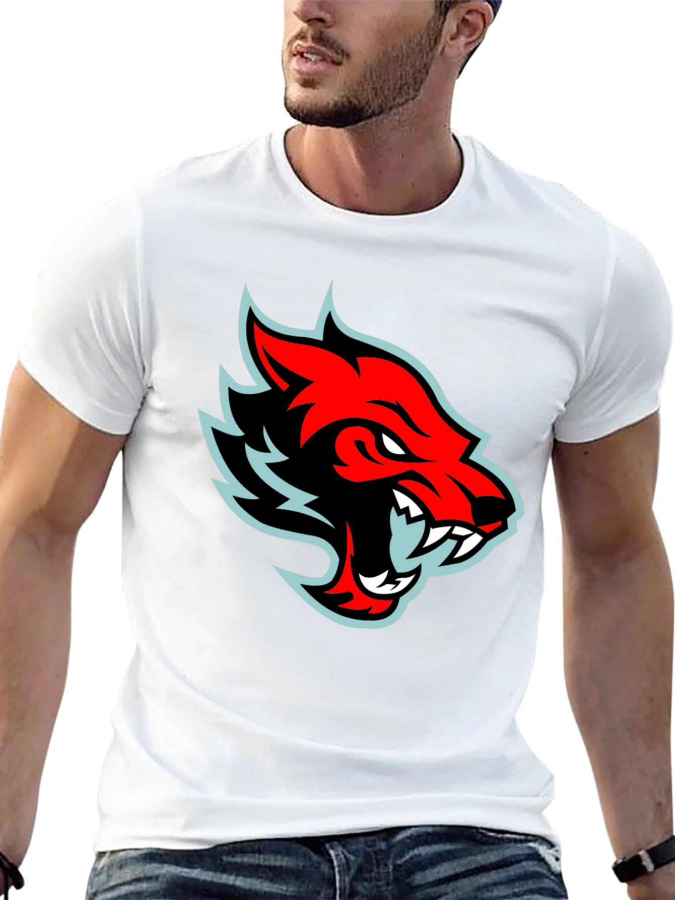 Black Red Wolf Graphic Tee - Cool Black T-Shirt view 13