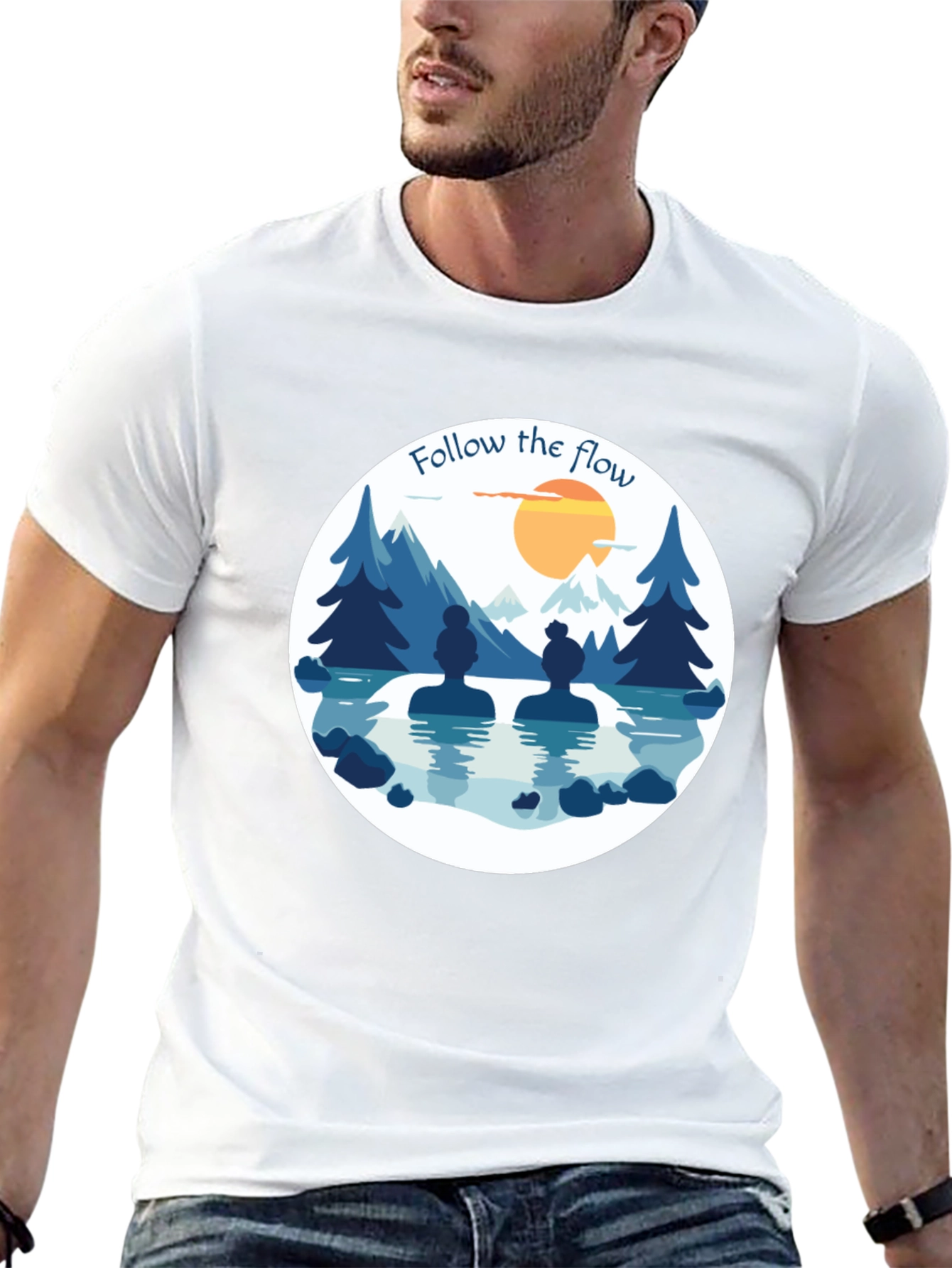 Black Follow the Flow T-Shirt - Relaxing Spa Design view 13