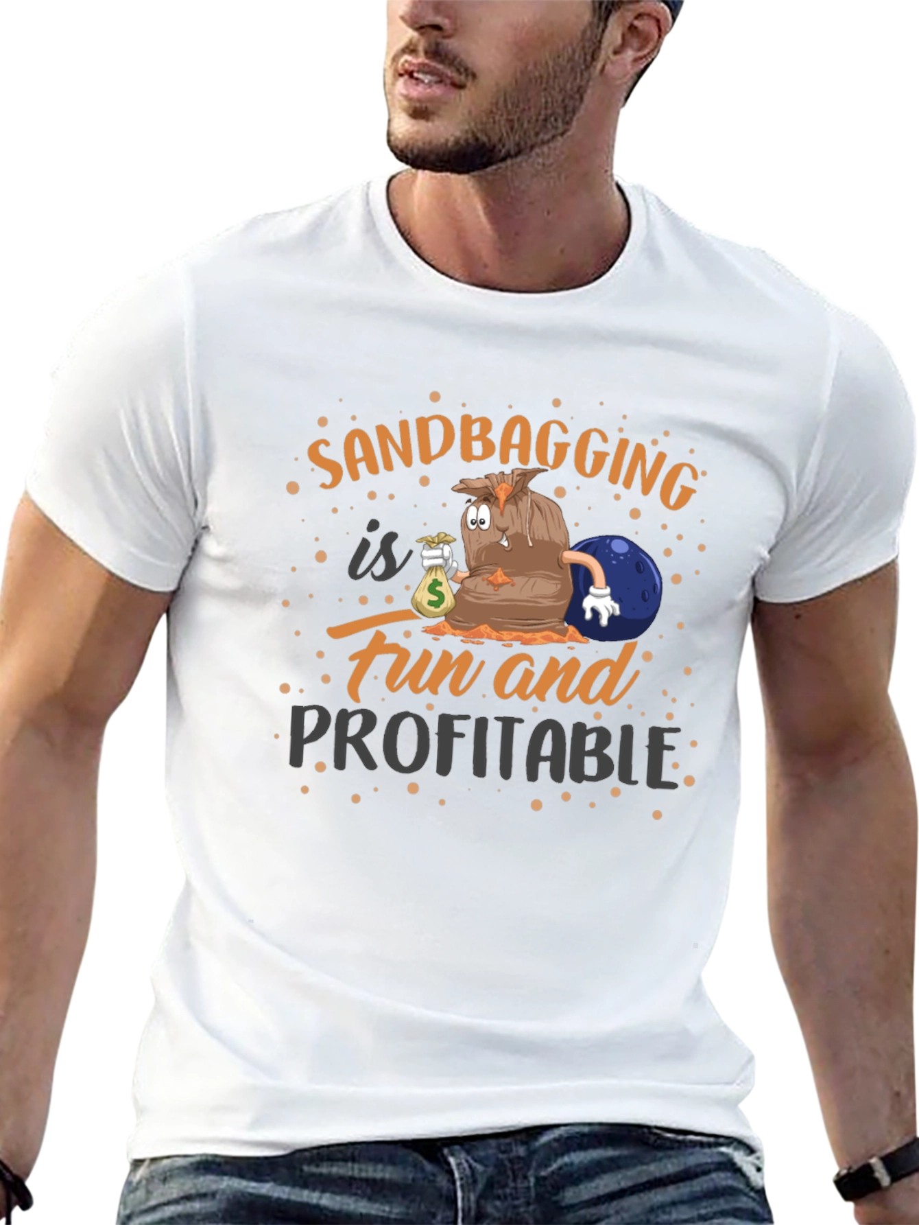 Black Sandbagging Fun & Profitable Black Graphic T-Shirt view 13
