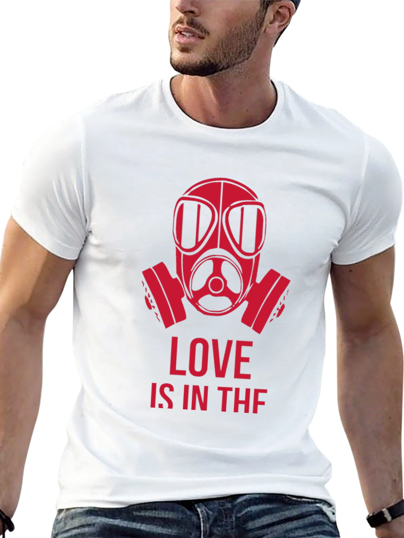 Black Gas Mask Love T-Shirt - Bold Graphic Tee view 13