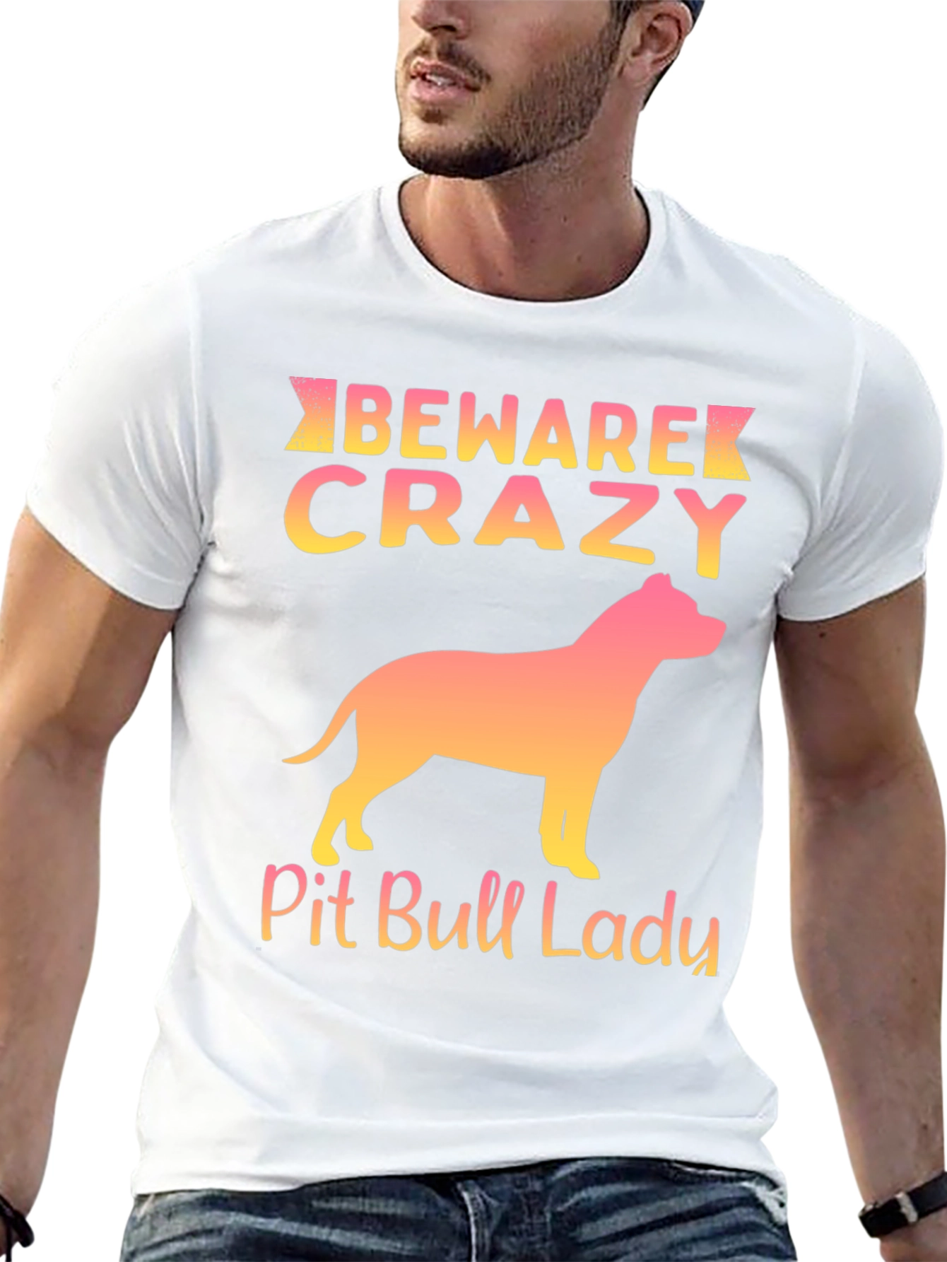 Black Beware Crazy Pit Bull Lady Graphic Tee view 13