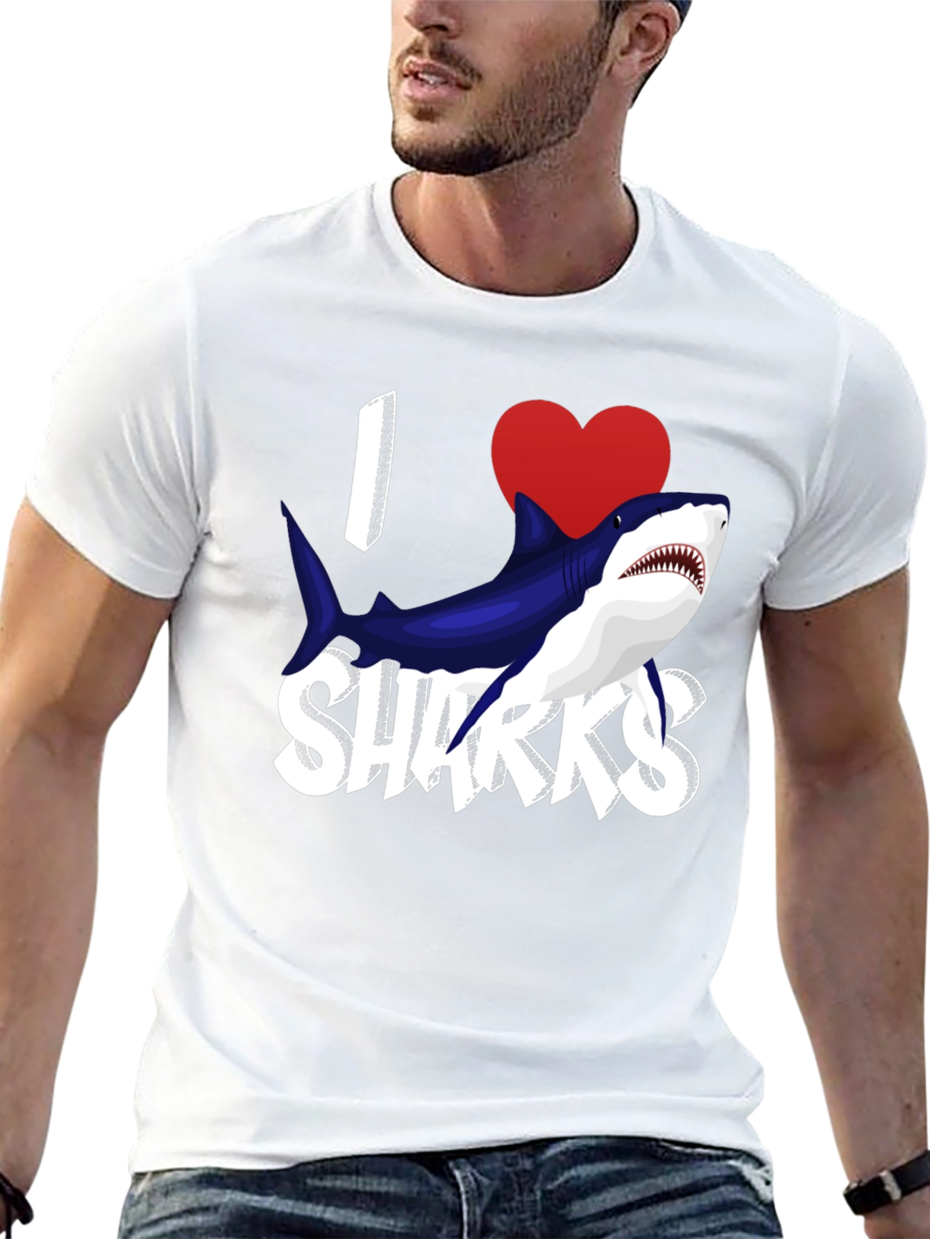 Black I Heart Sharks Graphic T-Shirt - Black view 13