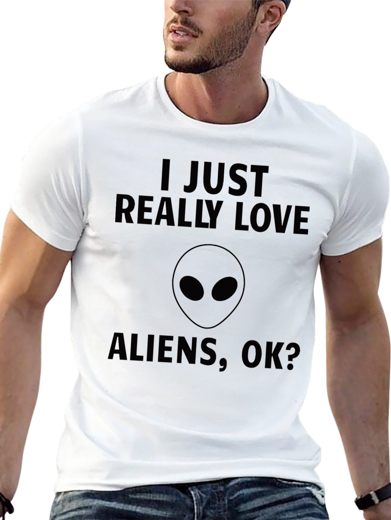Black I Love Aliens T-Shirt, Funny Alien Graphic Tee view 13