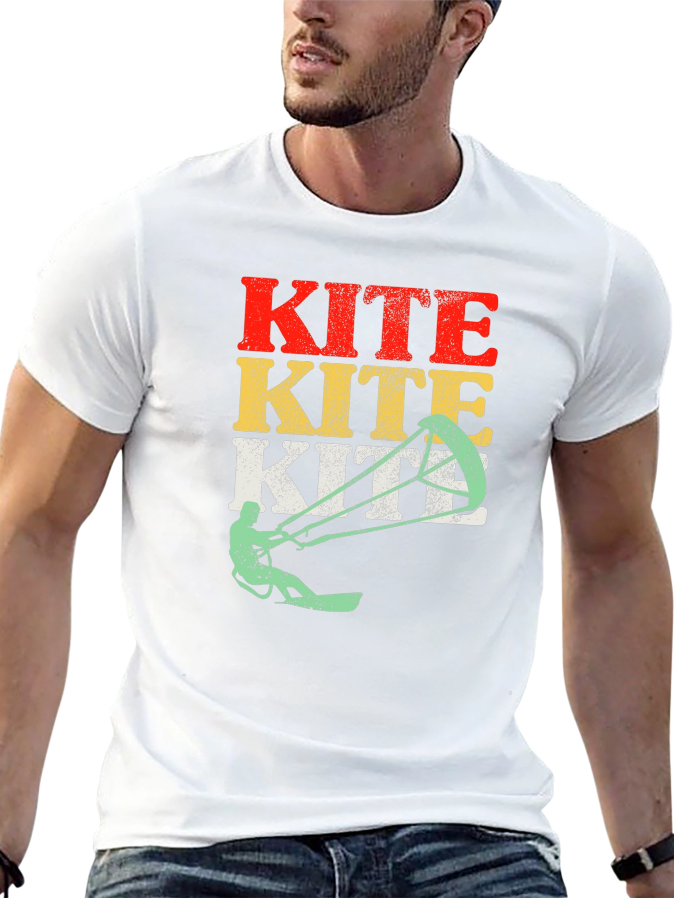 Black Kiteboarding T-Shirt - Vintage Style Kitesurfing Tee view 13