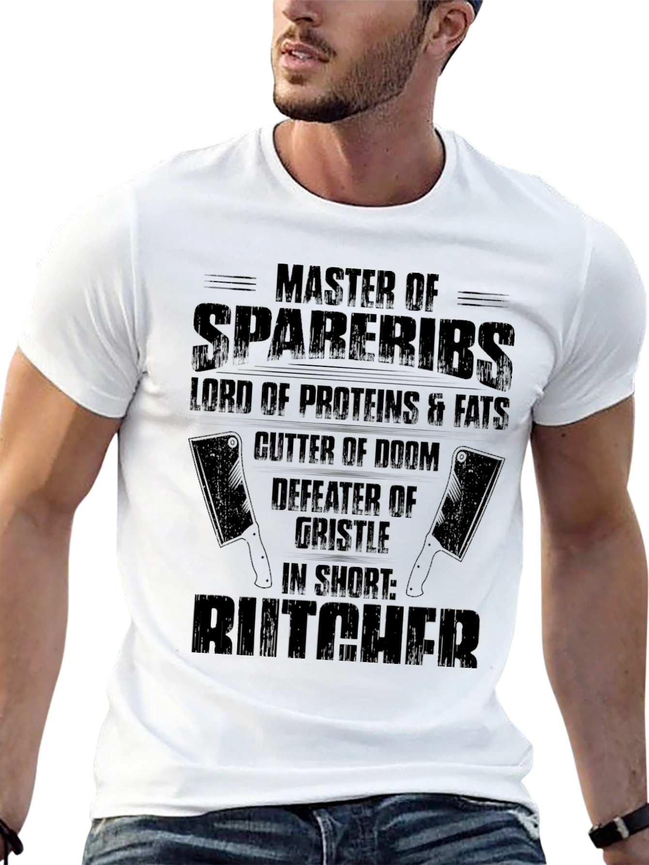 Black Master Butcher T-Shirt: Ribs, Proteins, and Gristle Slayer view 13