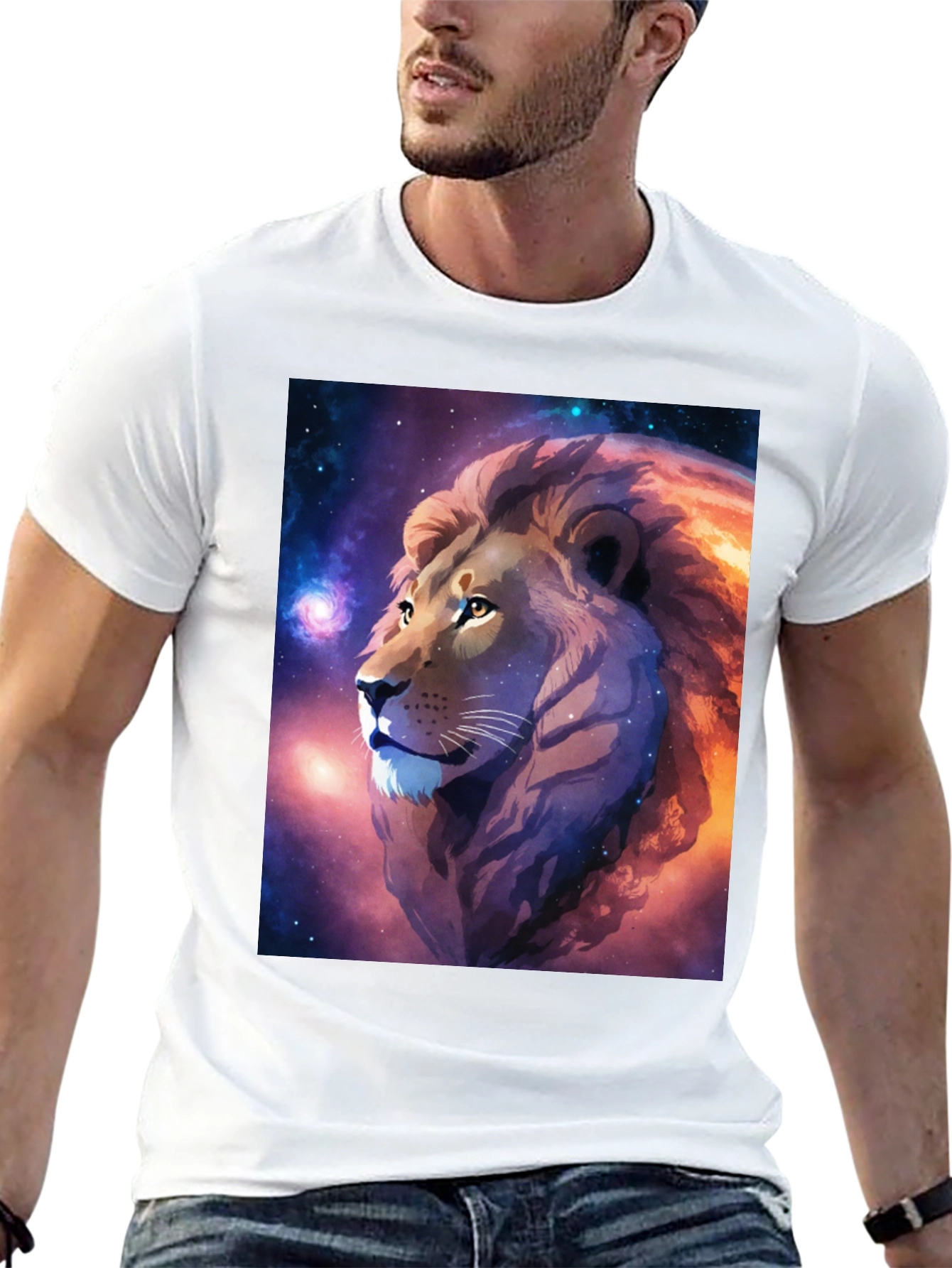 Black Cosmic Lion Graphic Black T-Shirt view 13