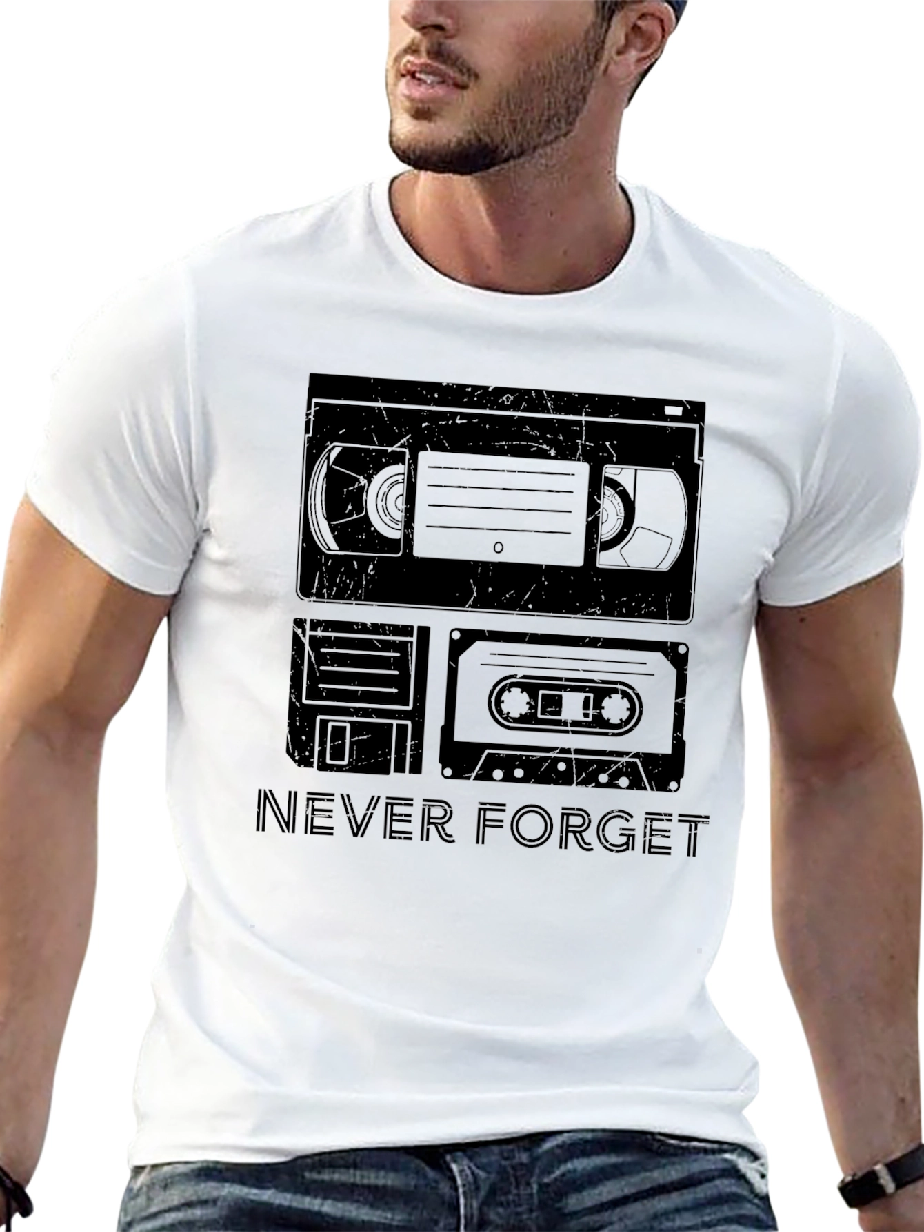 Black Never Forget Retro Media T-Shirt view 13