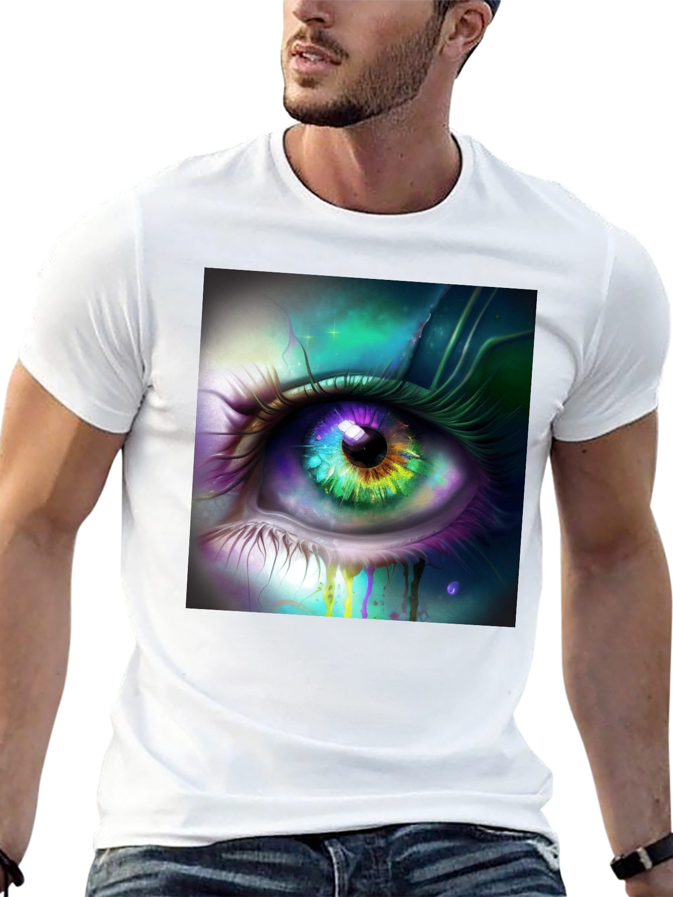 Black Mystic Eye Graphic Tee - Black Cotton Blend view 13