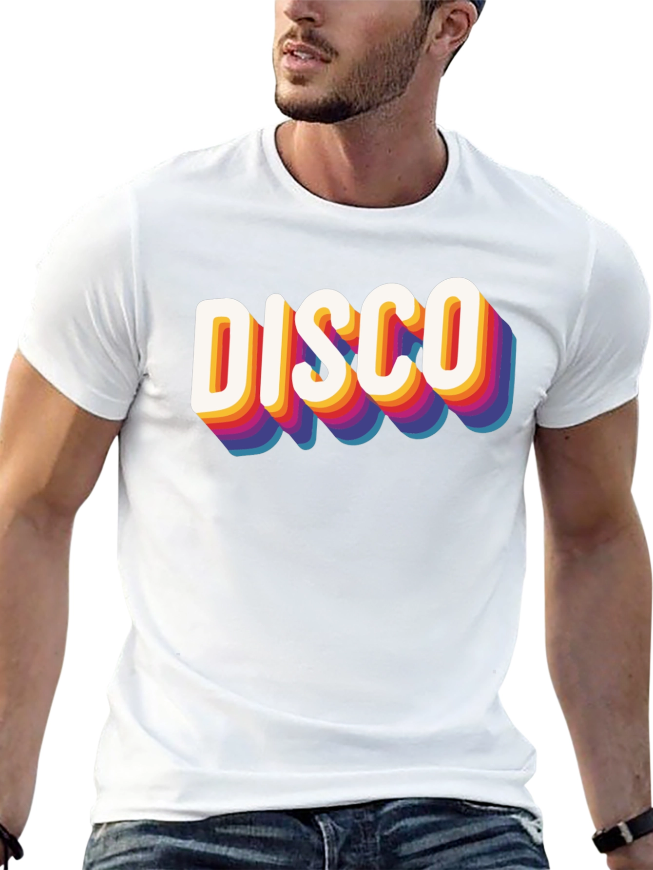 Black Retro Disco Graphic Tee - Black Cotton Blend view 13