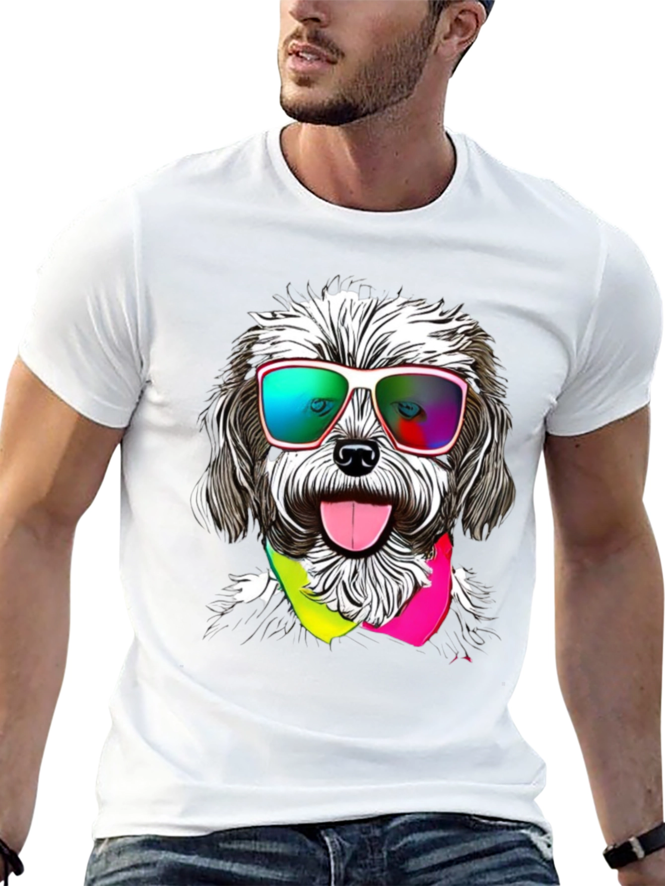Black Cool Dog Graphic Tee - Fun & Stylish view 13