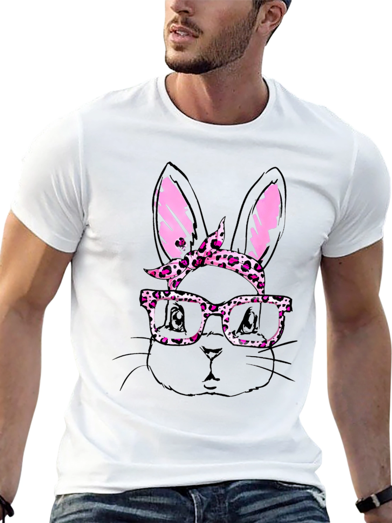 Black Bunny with Glasses Men's T-Shirt view 13